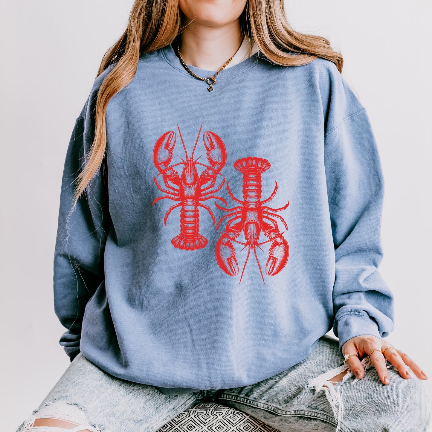 Two Lobsters - Women's Lightweight Garment Dyed Sweatshirt