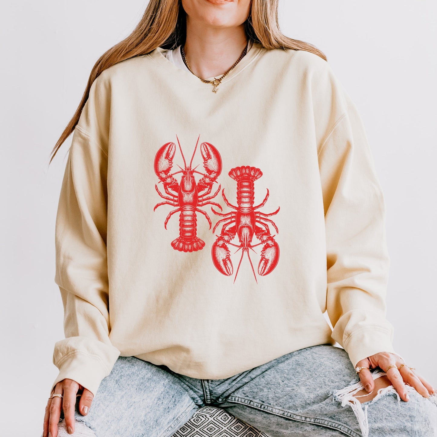 Two Lobsters - Women's Lightweight Garment Dyed Sweatshirt