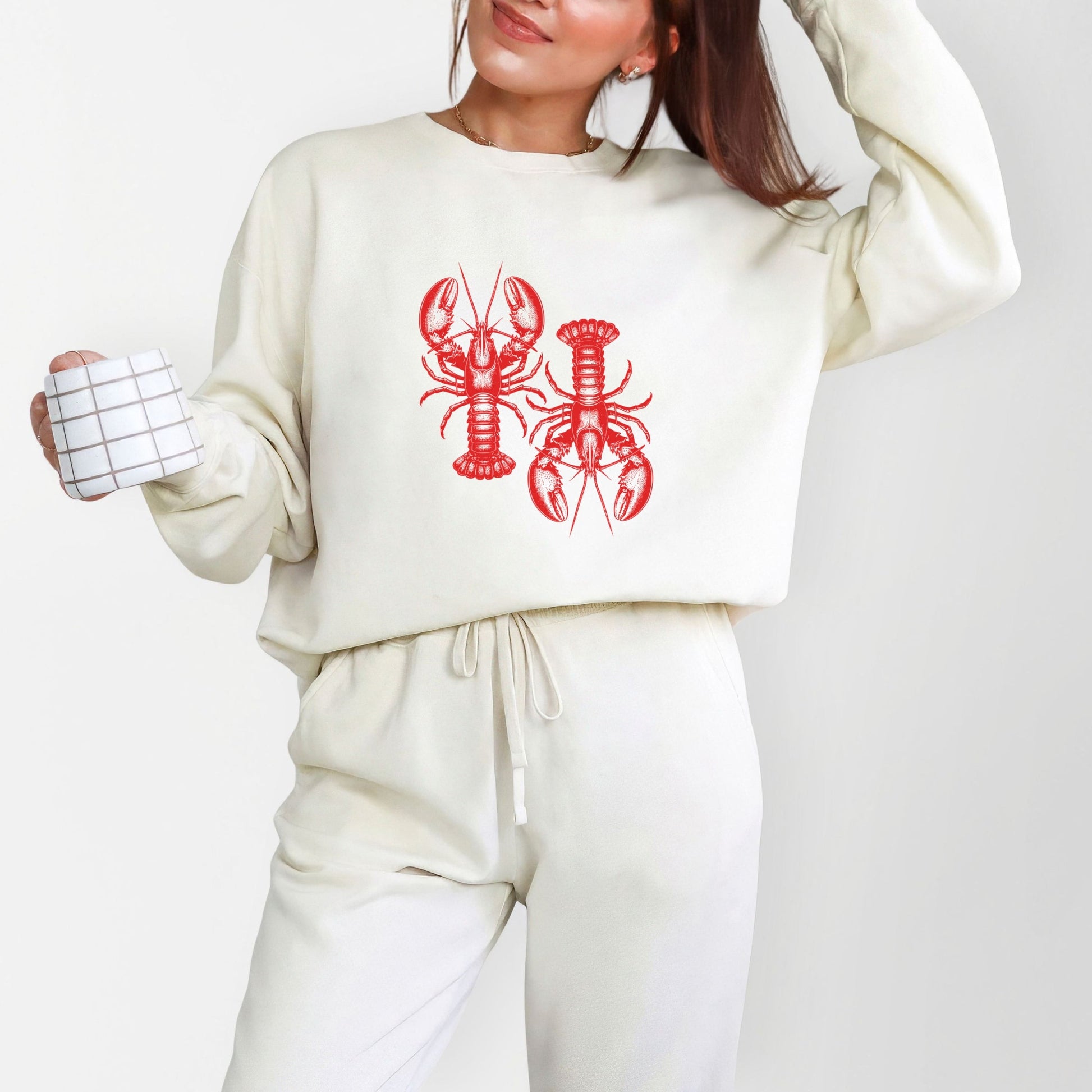Two Lobsters - Womens Lightweight Garment Dyed Sweatshirt