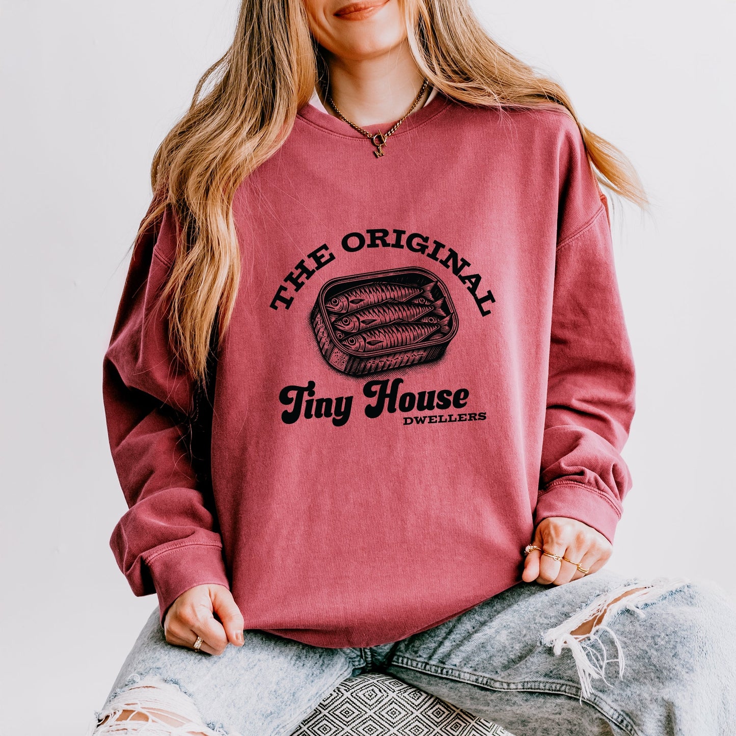 Original Tiny House Dwellers - Women's Lightweight Garment Dyed Sweatshirt