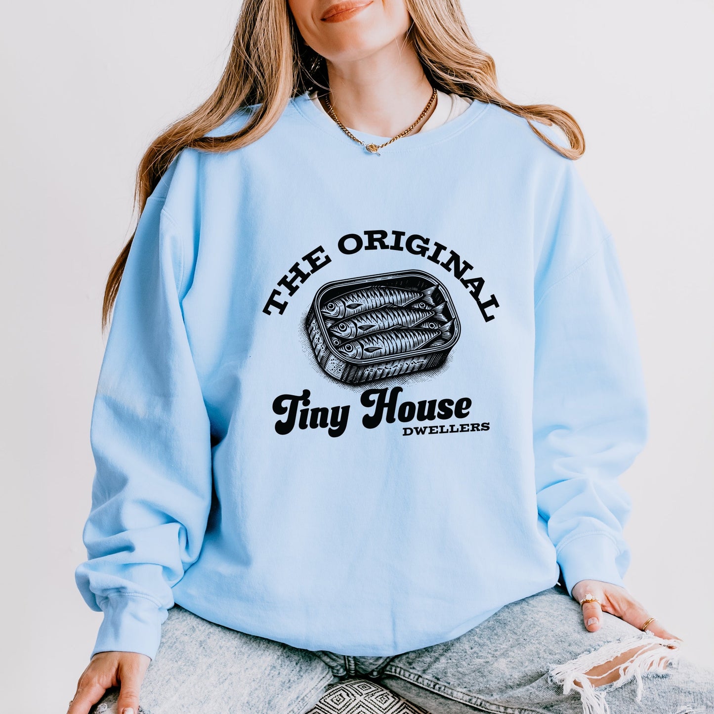 Original Tiny House Dwellers - Womens Lightweight Garment Dyed Sweatshirt