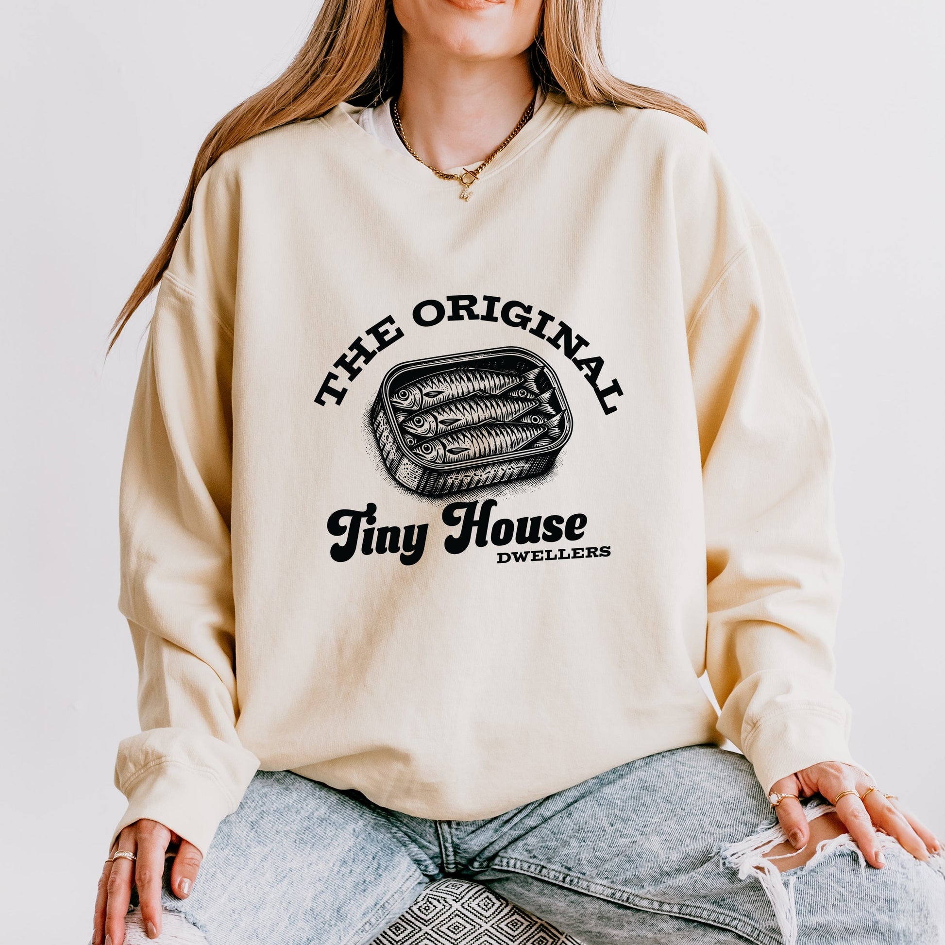 Original Tiny House Dwellers - Womens Lightweight Garment Dyed Sweatshirt