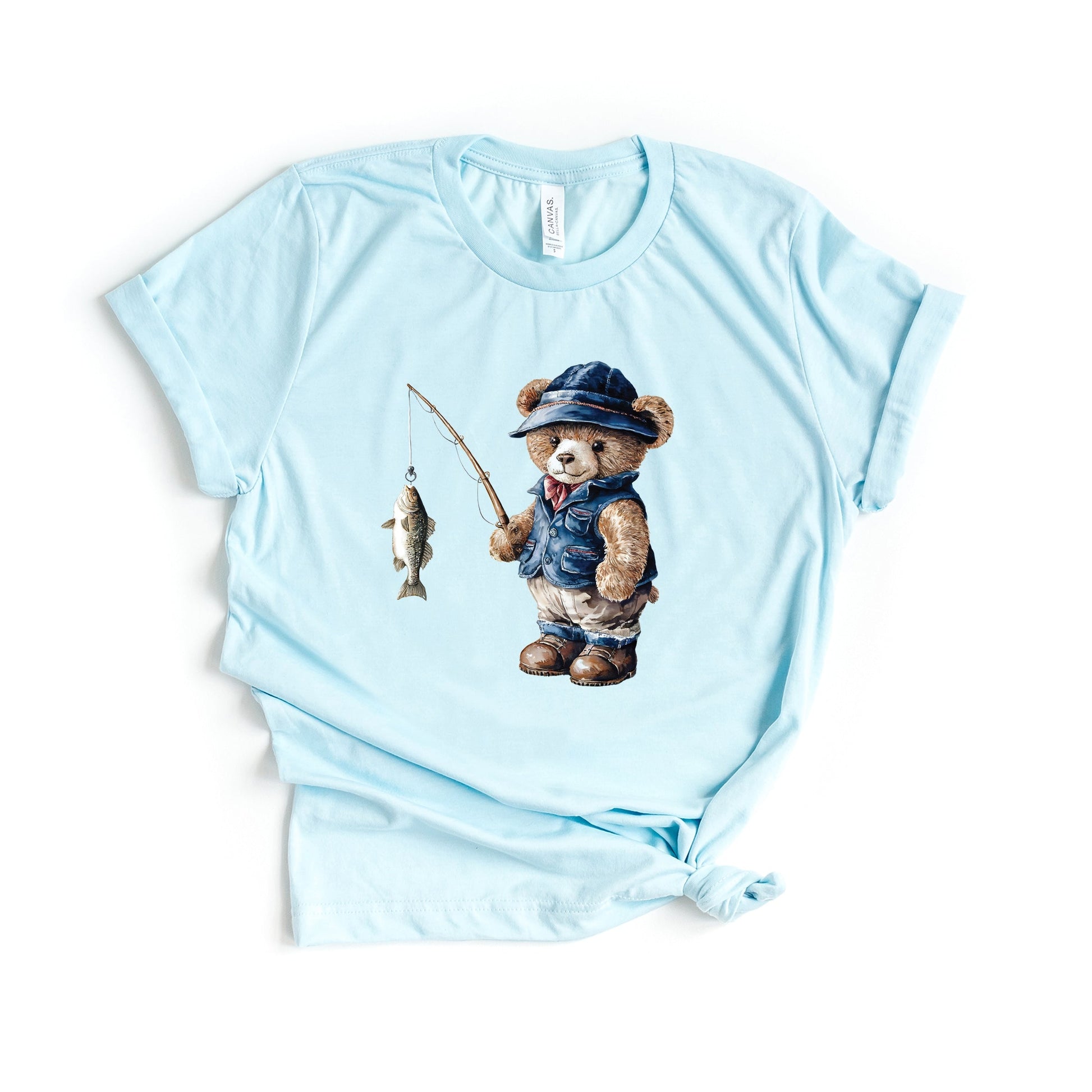 Teddy Bear Fisherman - Womens Short Sleeve Tee