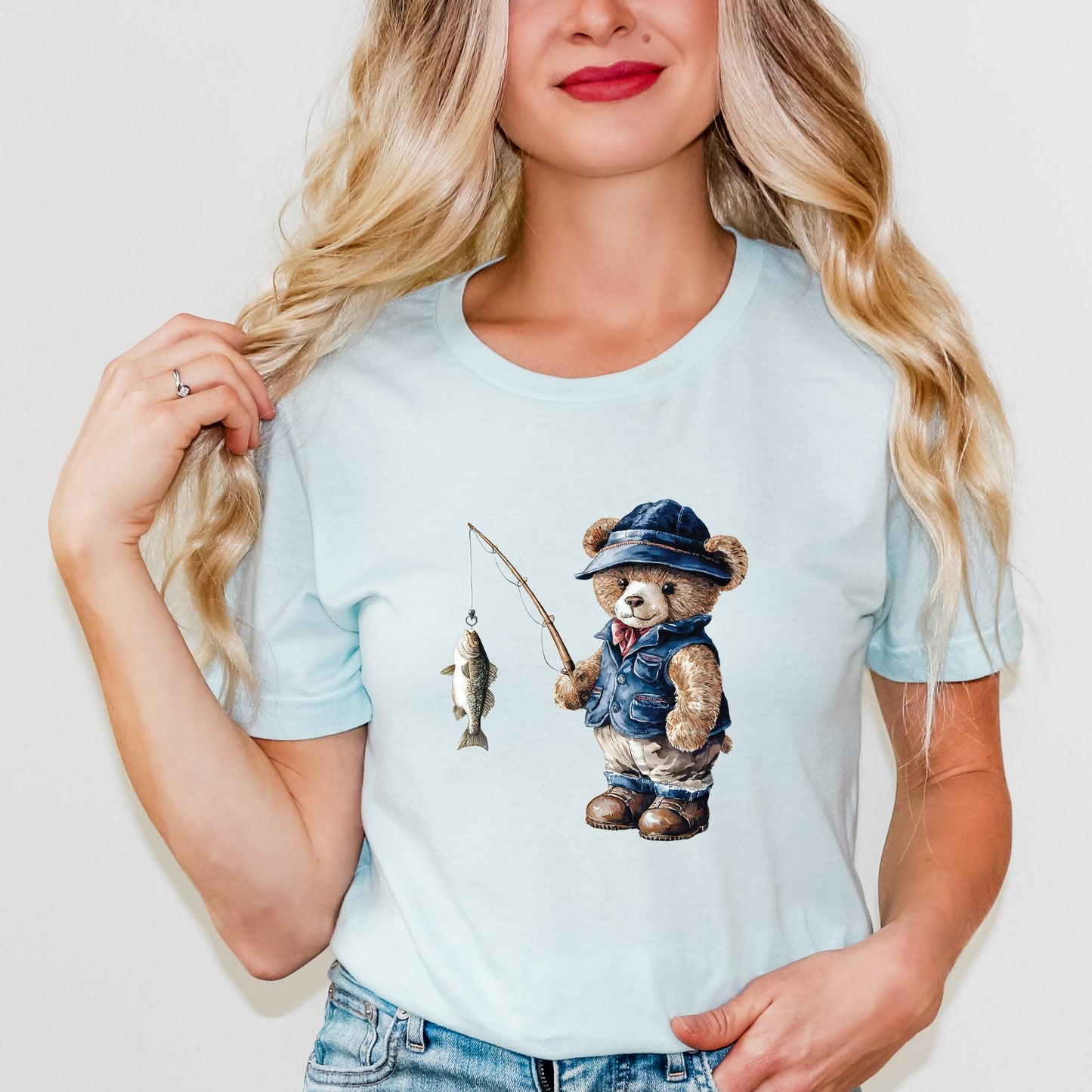 Teddy Bear Fisherman - Womens Short Sleeve Tee