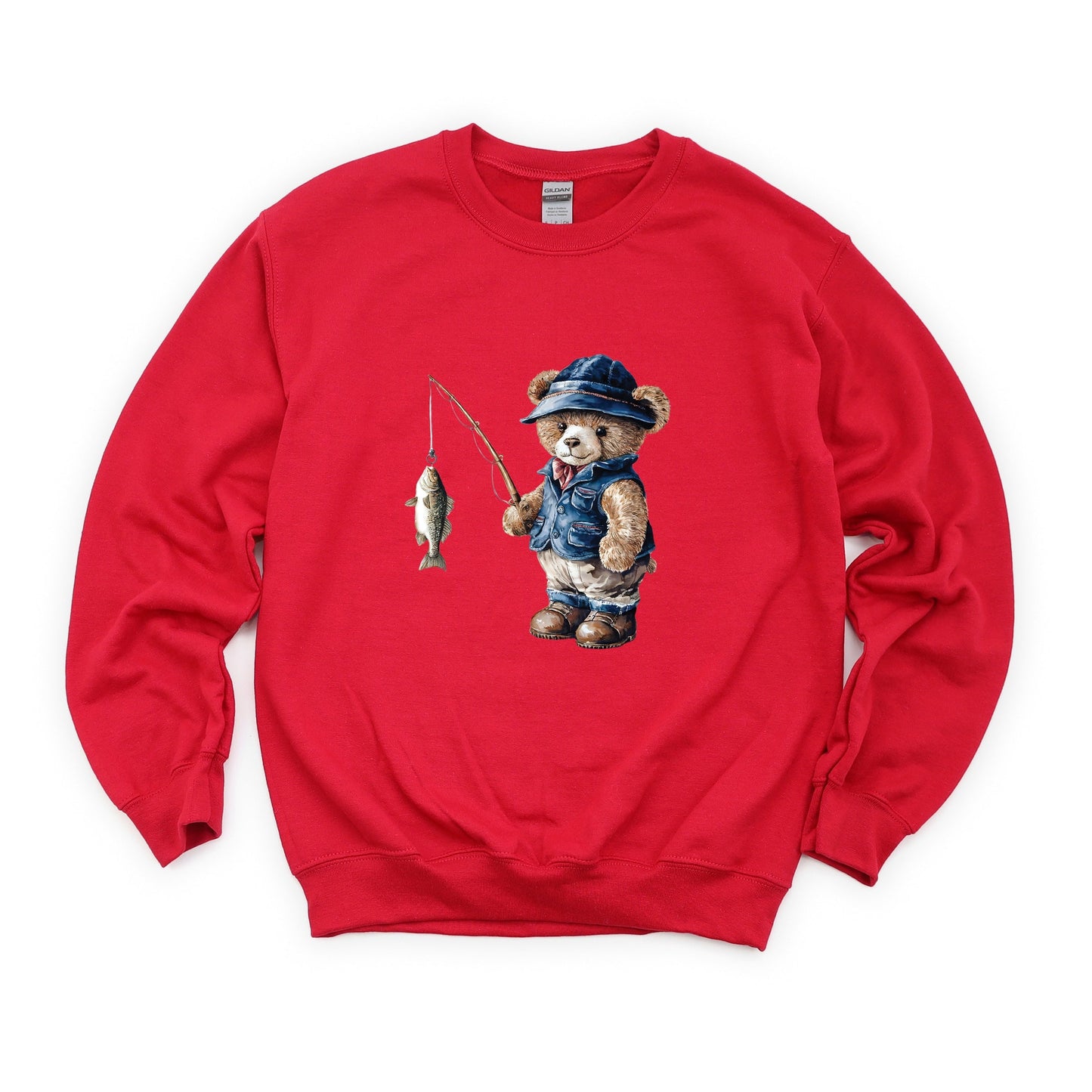 Teddy Bear Fisherman -  Womens Sweatshirt