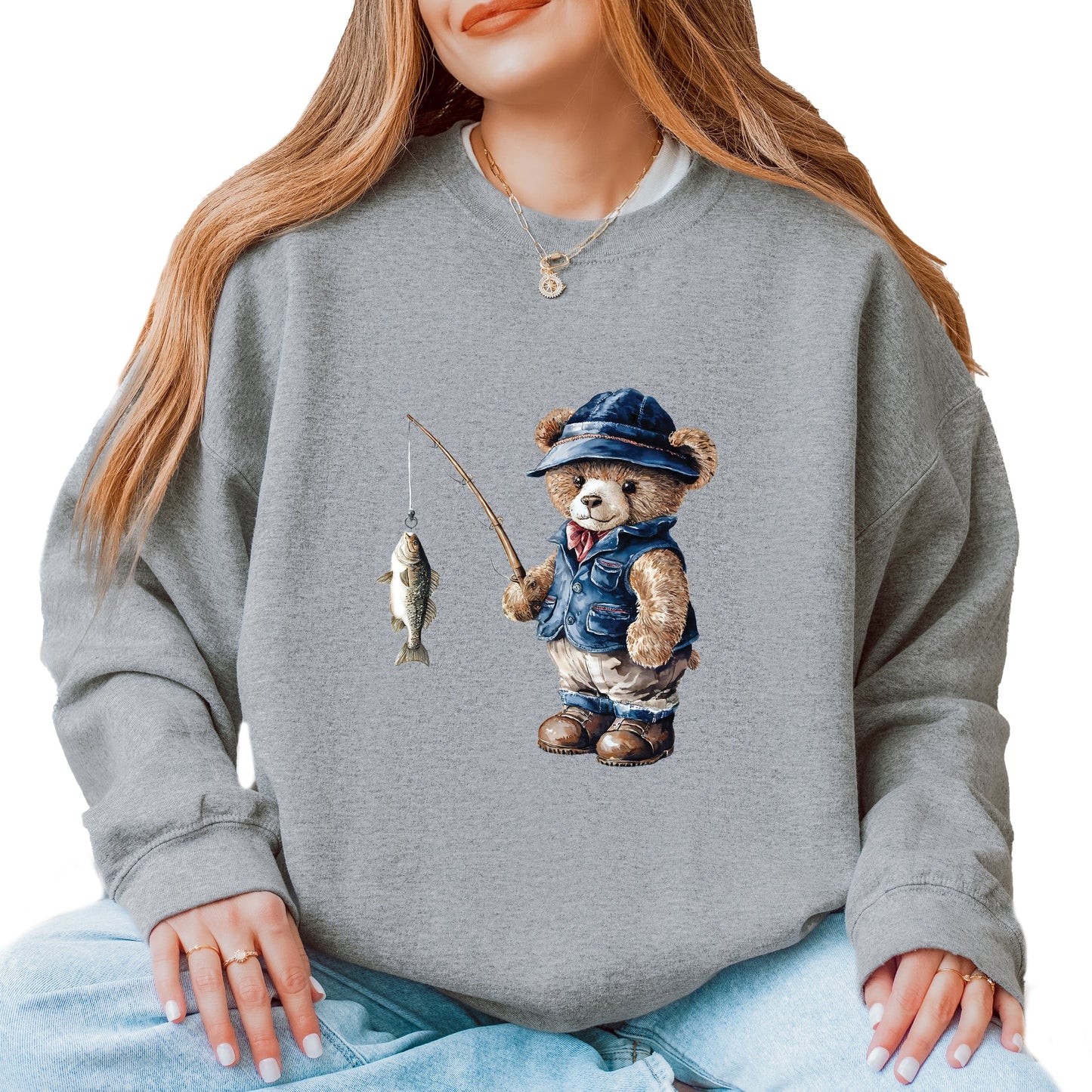 Teddy Bear Fisherman - Women's Sweatshirt