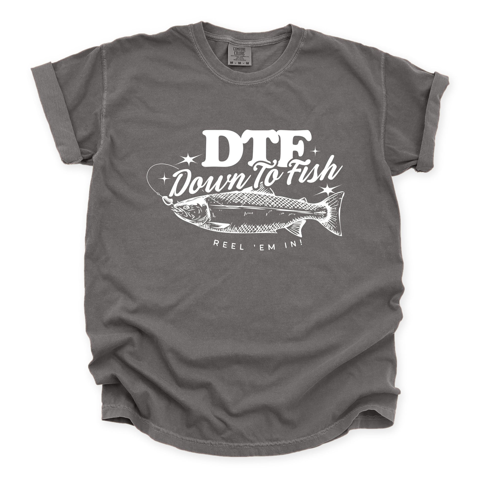 DTF Down To Fish - Women's Garment Dyed Graphic T-Shirt