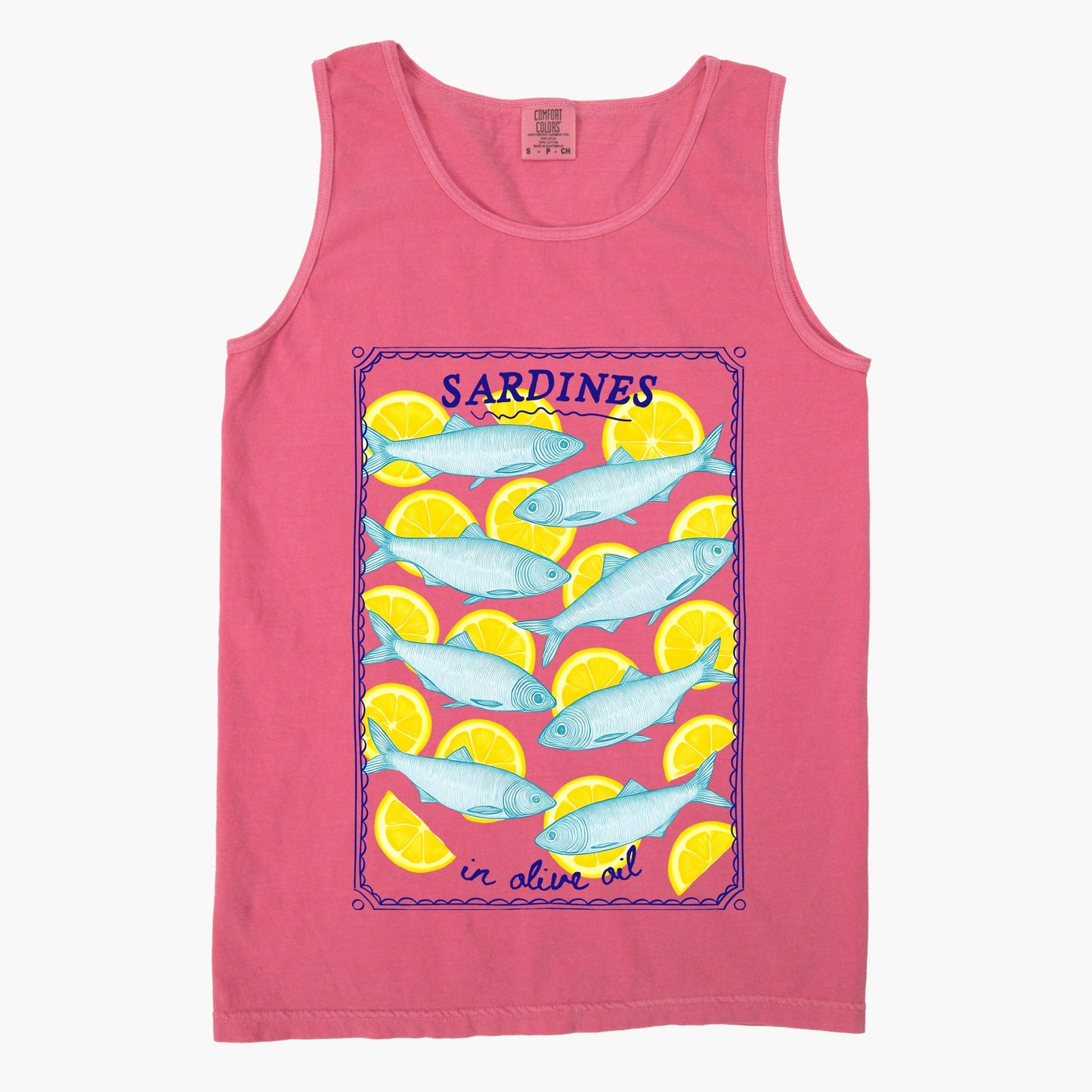 Sardines In Olive Oil - Womens Garment Dyed Graphic Tank Top