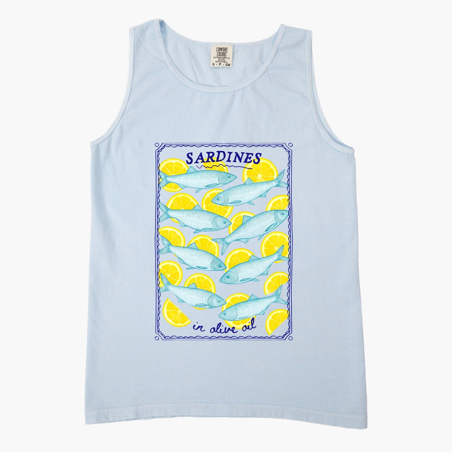 Sardines In Olive Oil - Womens Garment Dyed Graphic Tank Top