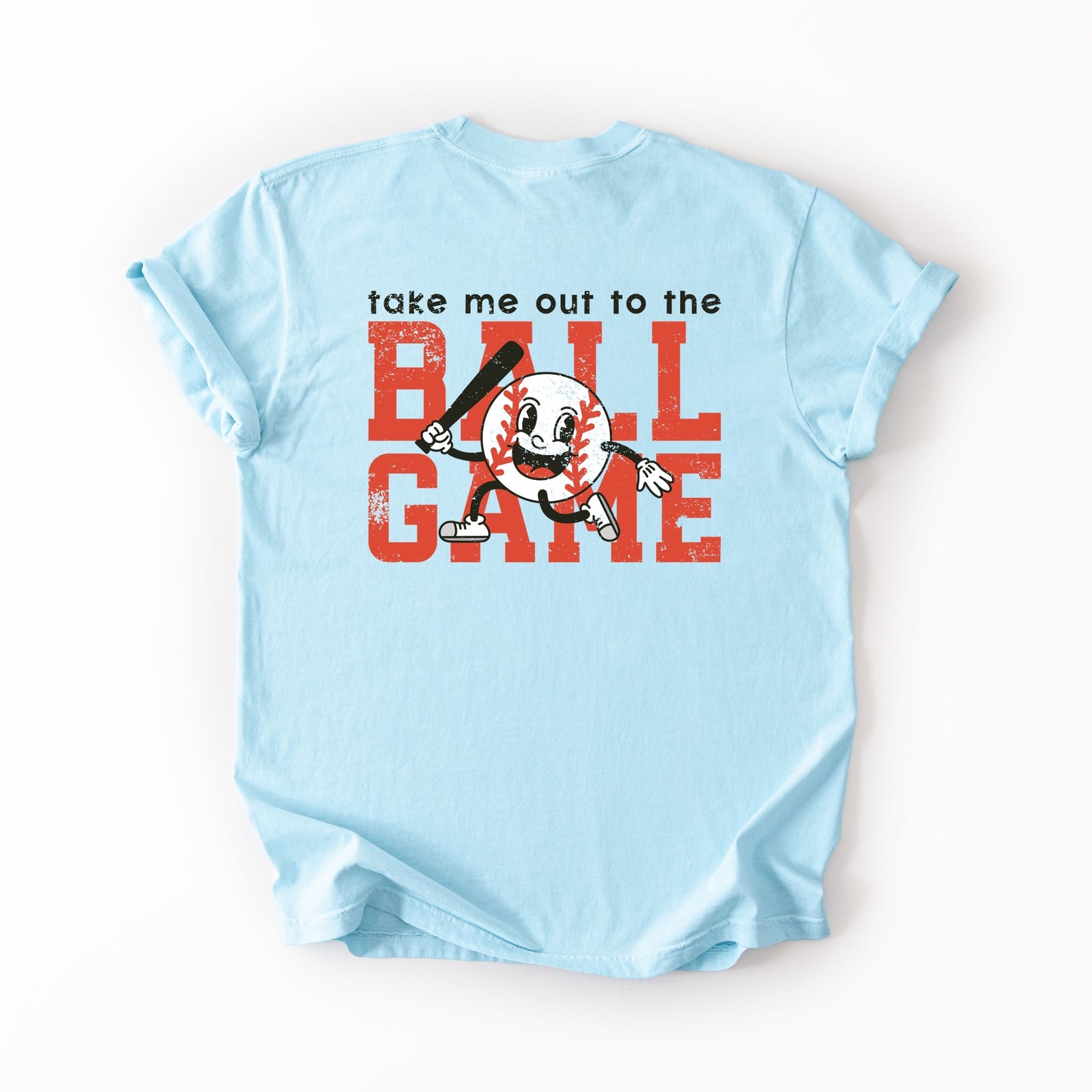 Take Me Out To The Ball Game Distressed  - Womens Garment Dyed Tee