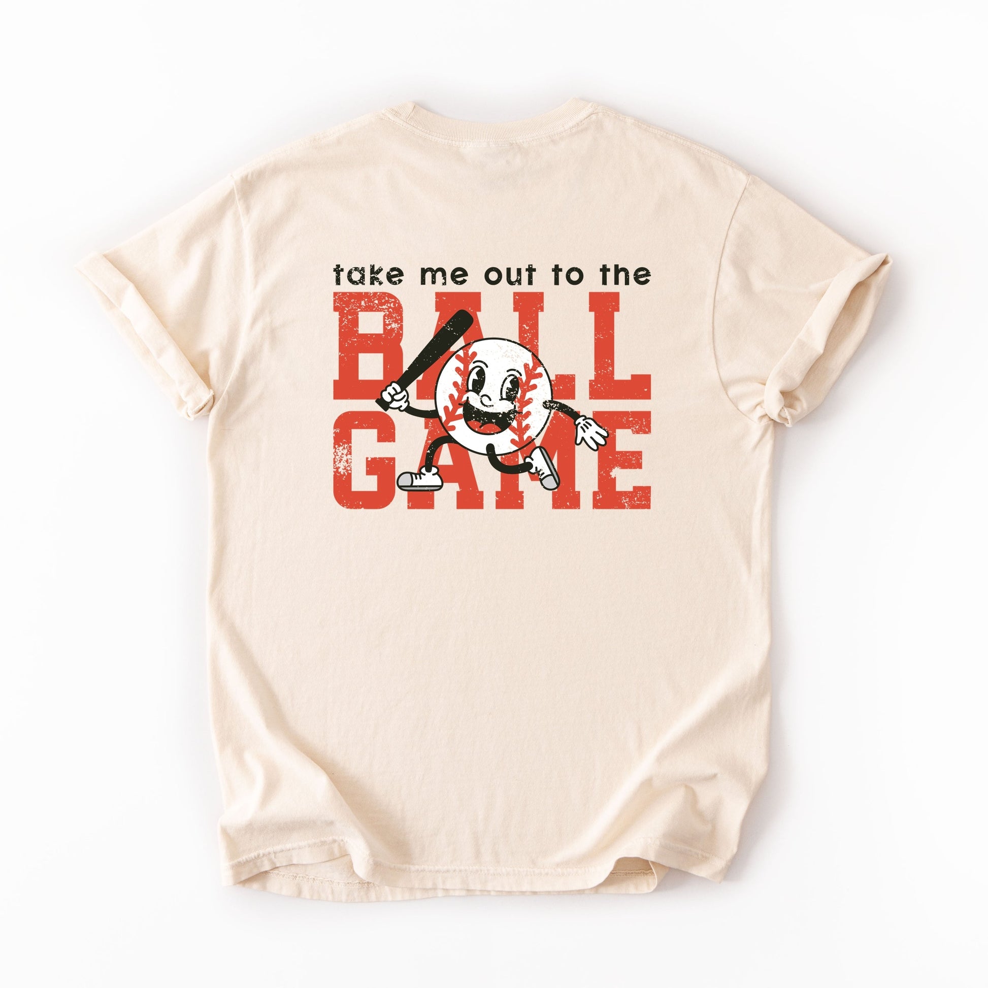 Take Me Out To The Ball Game Distressed  - Womens Garment Dyed Tee