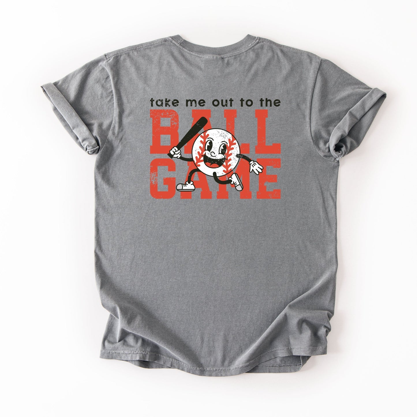 Take Me Out To The Ball Game Distressed  - Womens Garment Dyed Tee