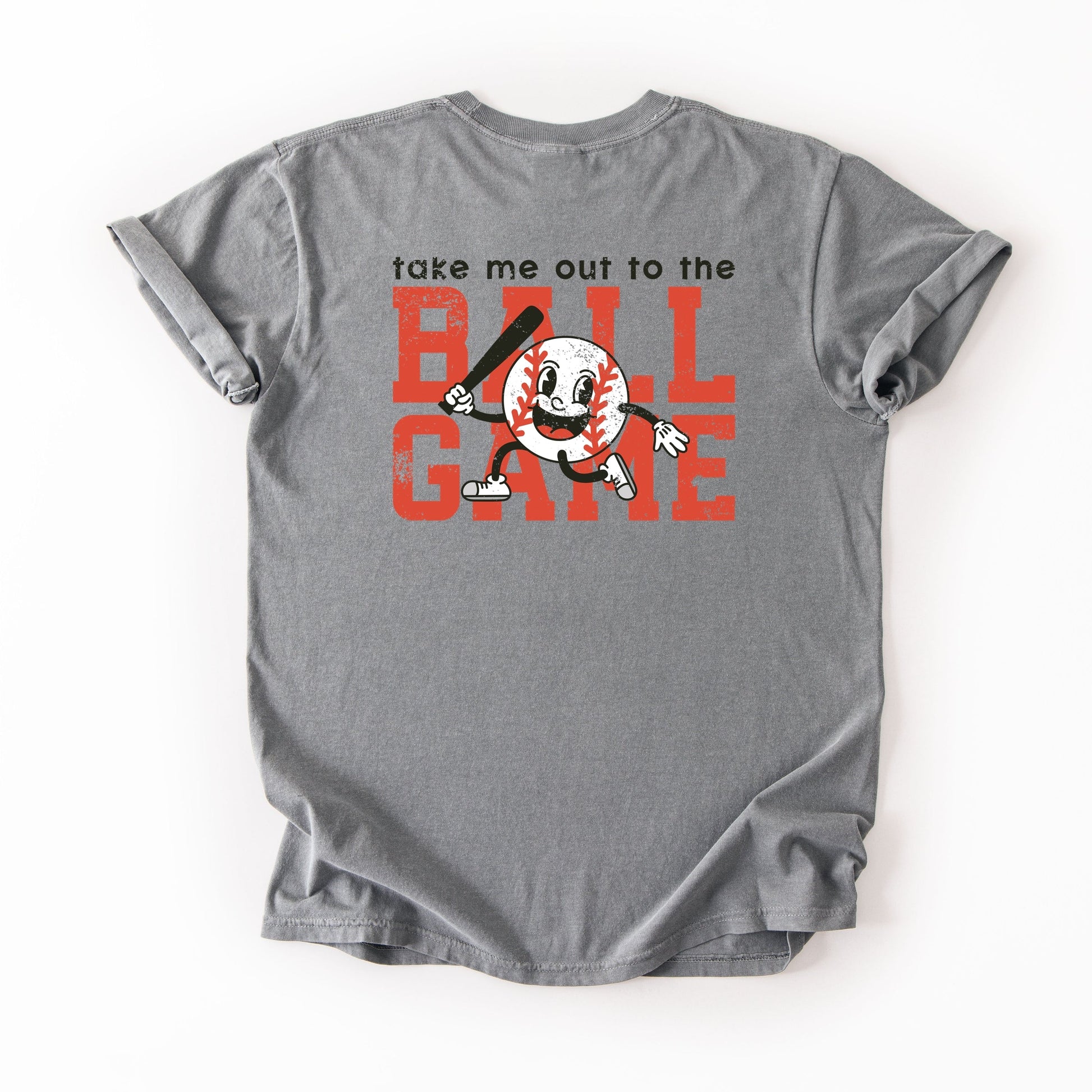 Take Me Out To The Ball Game Distressed  - Womens Garment Dyed Tee