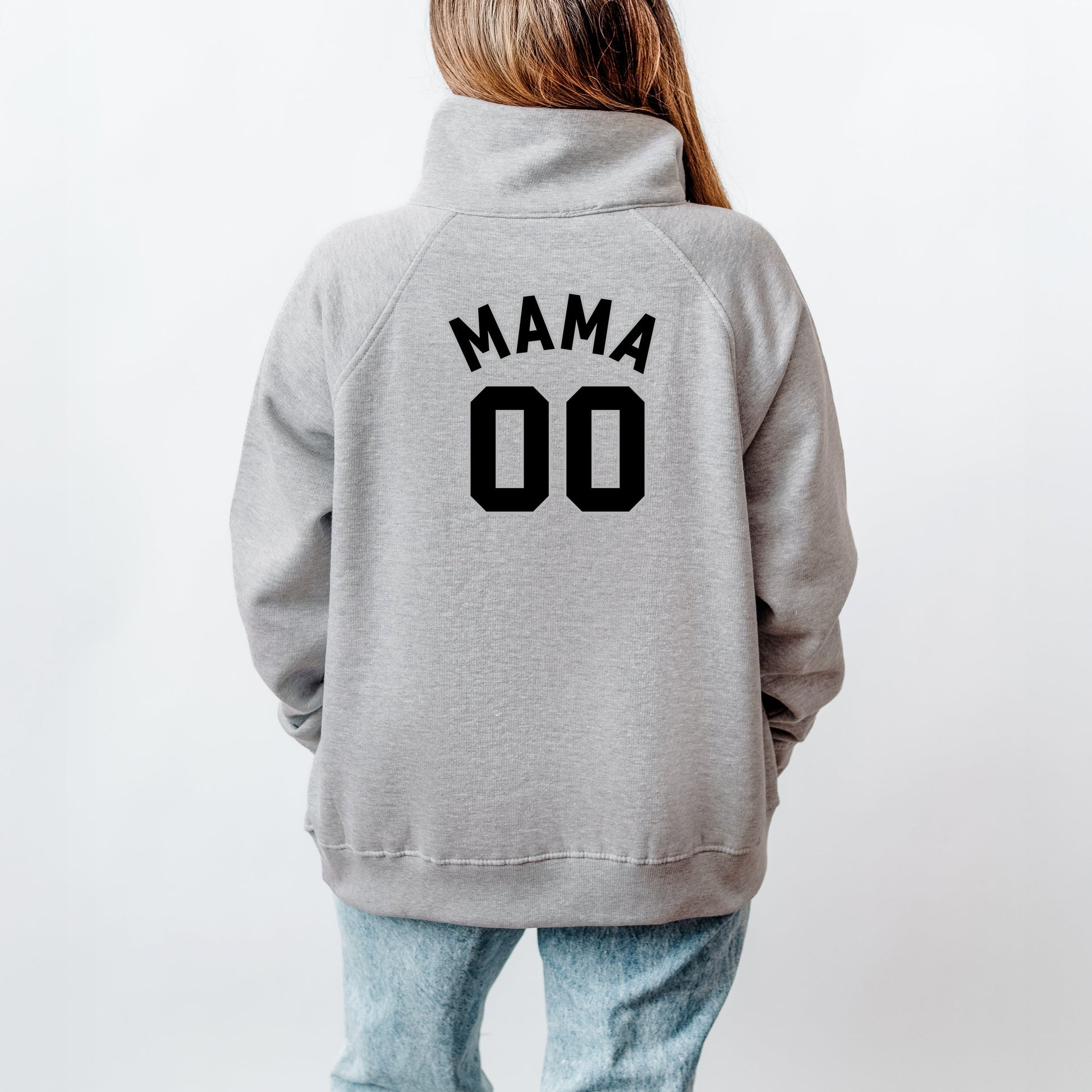 Mama Jersey Heart  - Womens Quarter Zip Fleece