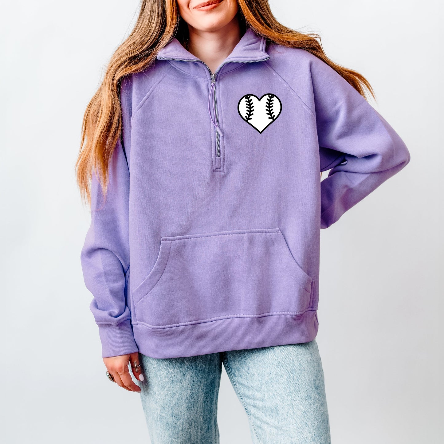 Mama Jersey Heart  - Womens Quarter Zip Fleece