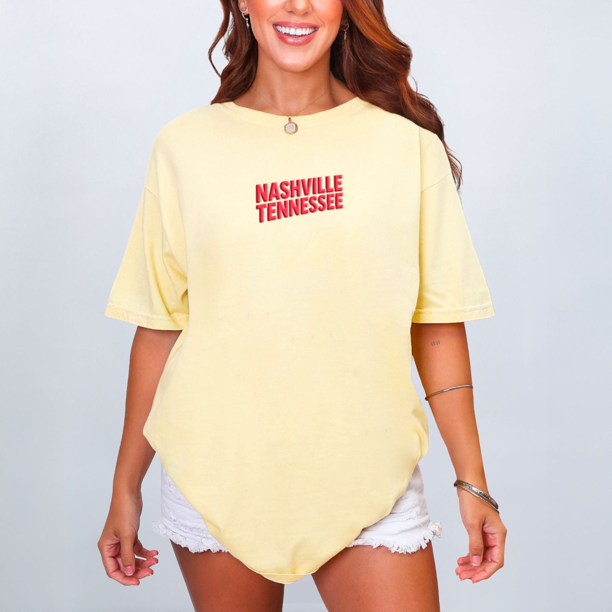 Nashville Vibrant Puff Print - Women's Garment Dyed Graphic T-Shirt