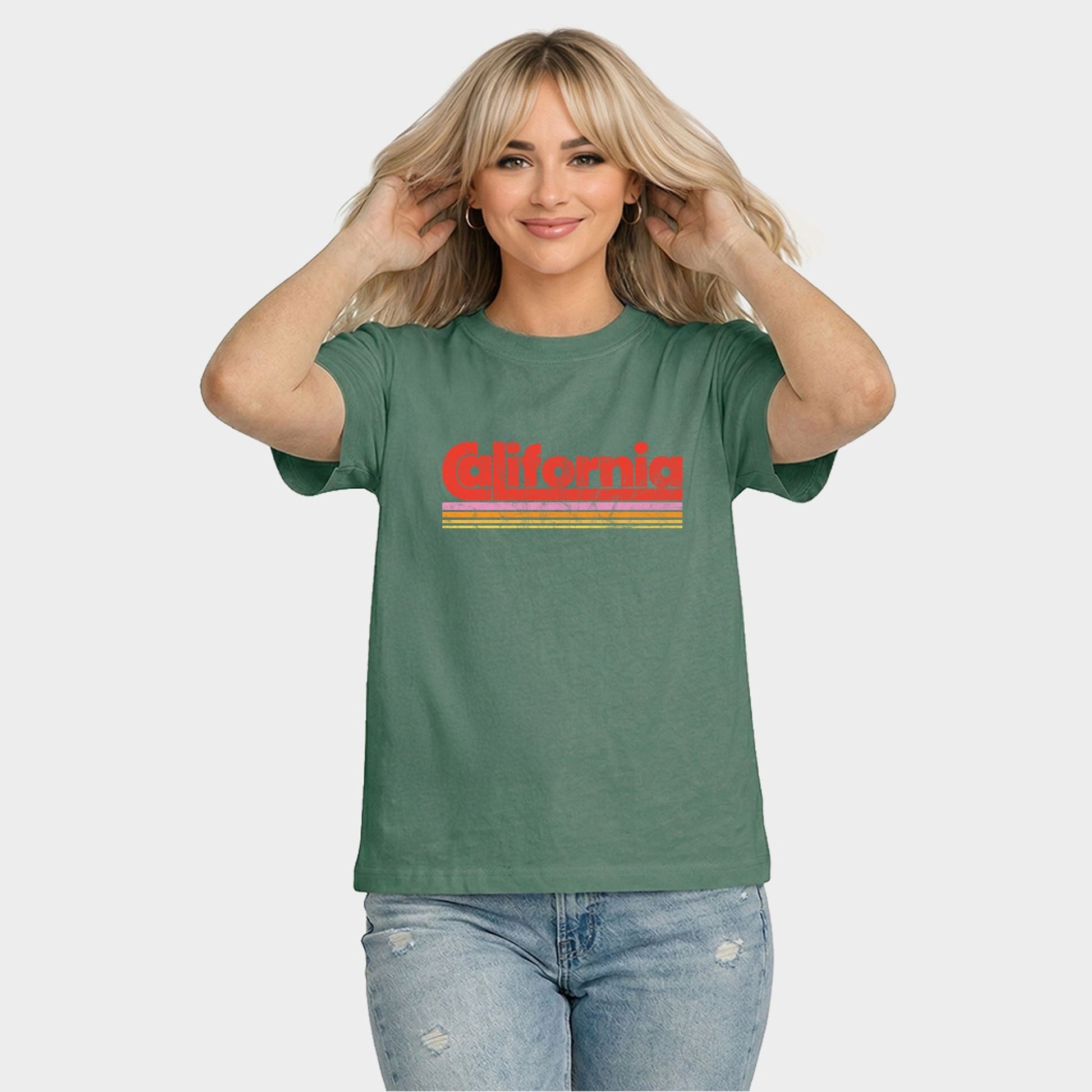 California Retro Stripes - Women's Relaxed Boxy Tee