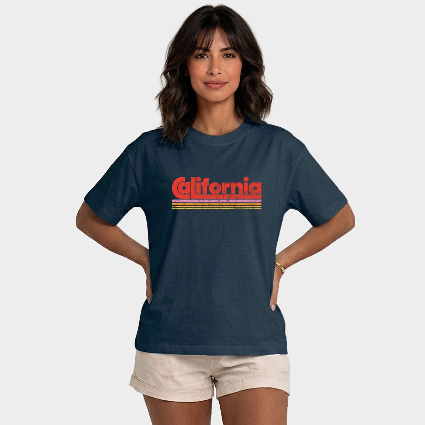 California Retro Stripes - Women's Relaxed Boxy Tee