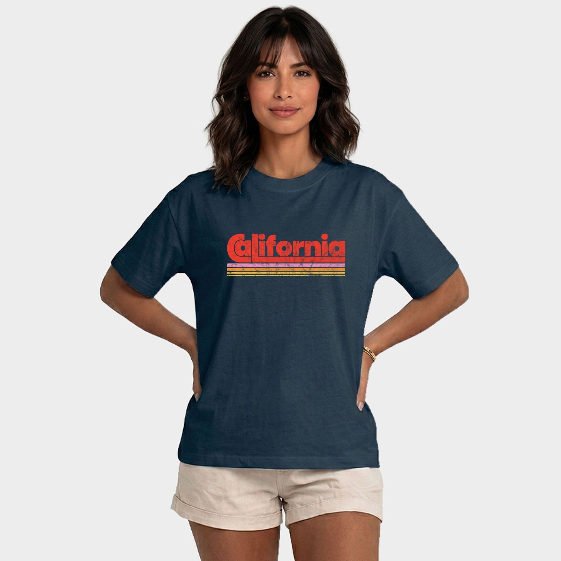 California Retro Stripes - Women's Relaxed Boxy Tee