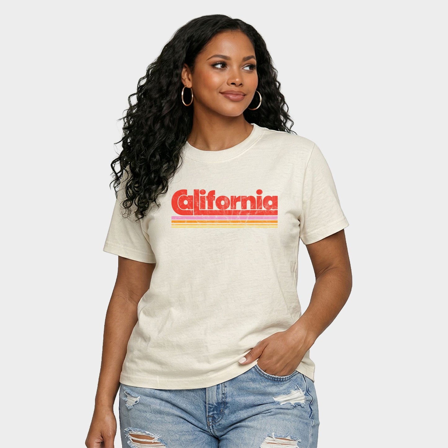 California Retro Stripes - Women's Relaxed Boxy Tee