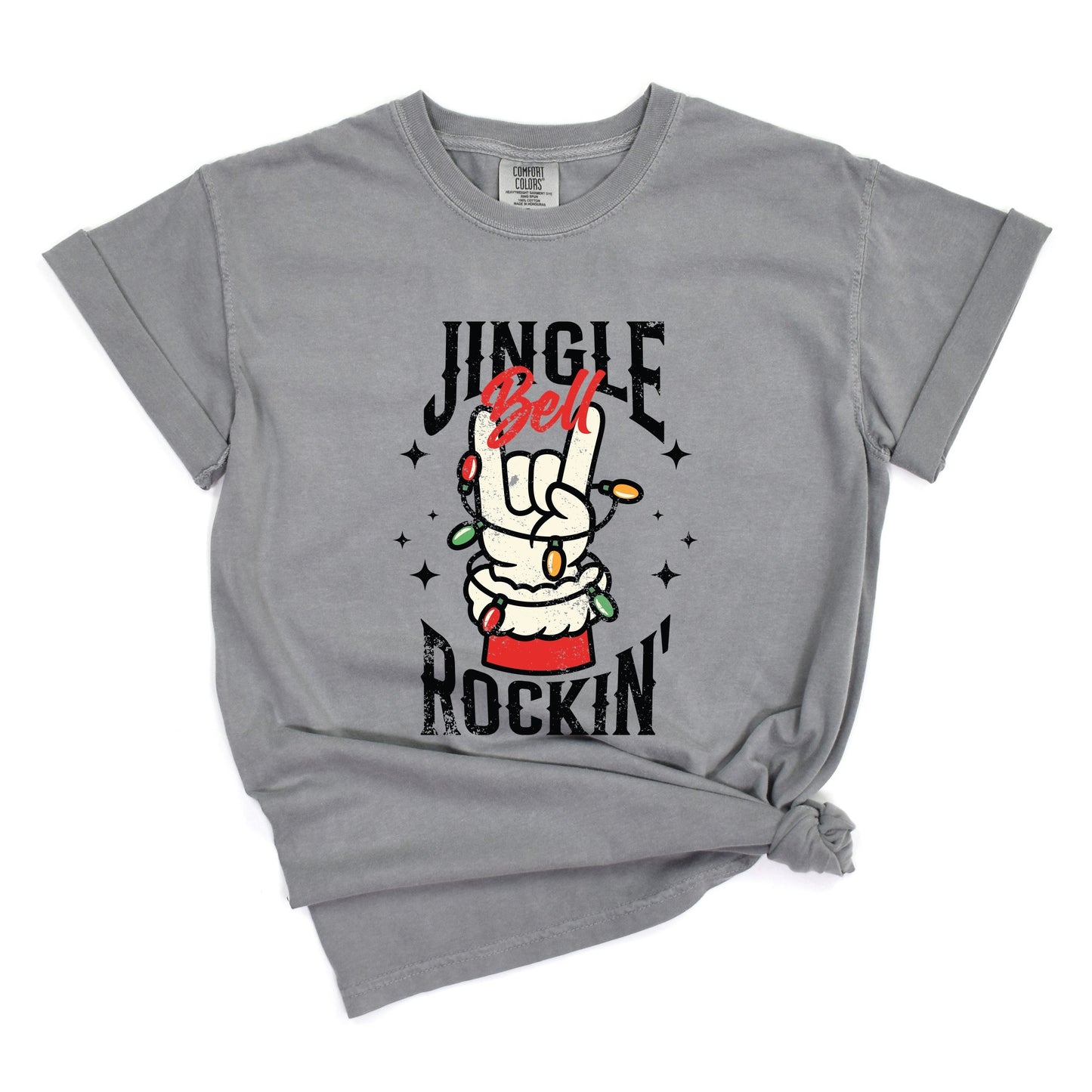 Jingle Bell Rockin' Santa Glove - Women's Garment Dyed Tee