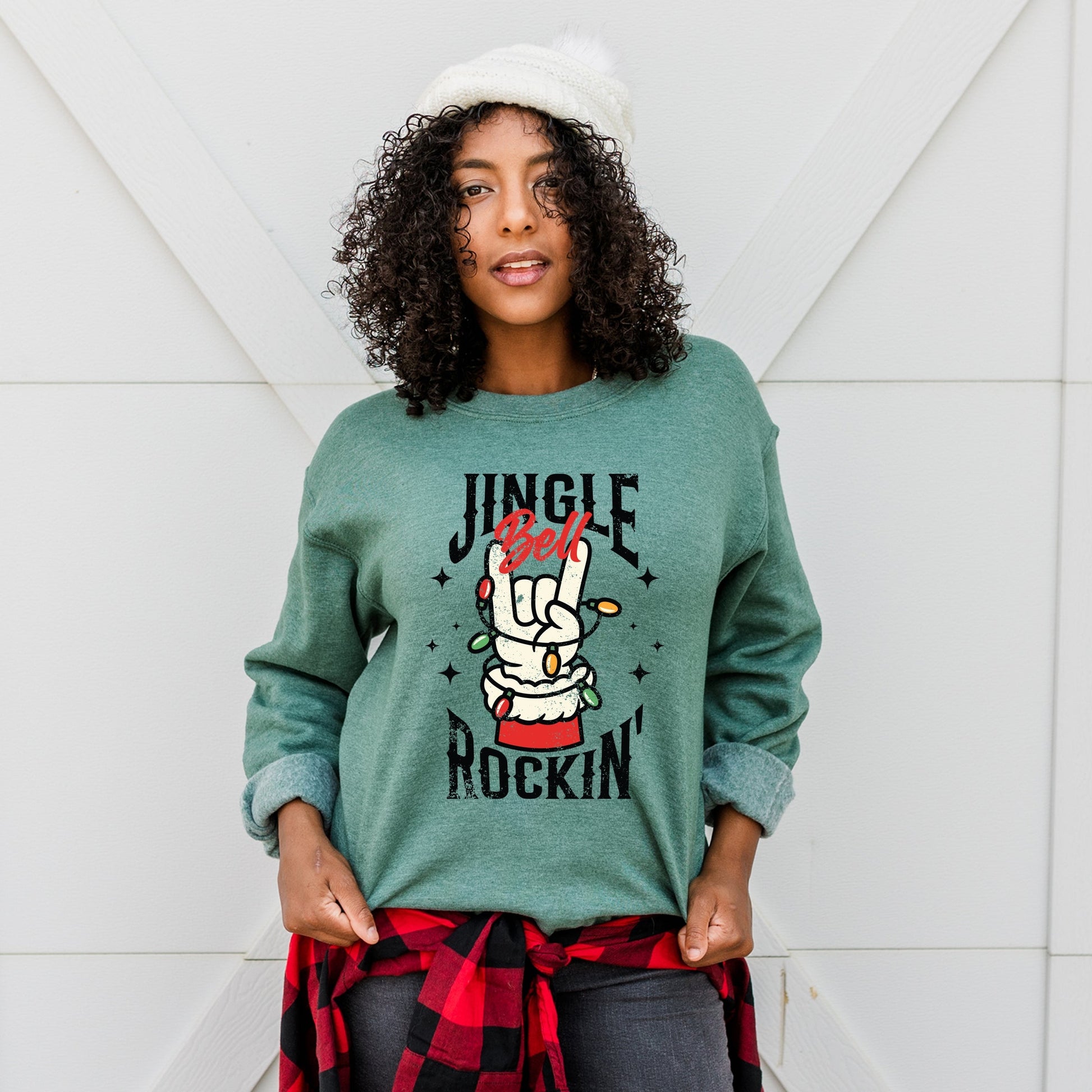 Jingle Bell Rockin' Santa Glove -  Womens Sweatshirt