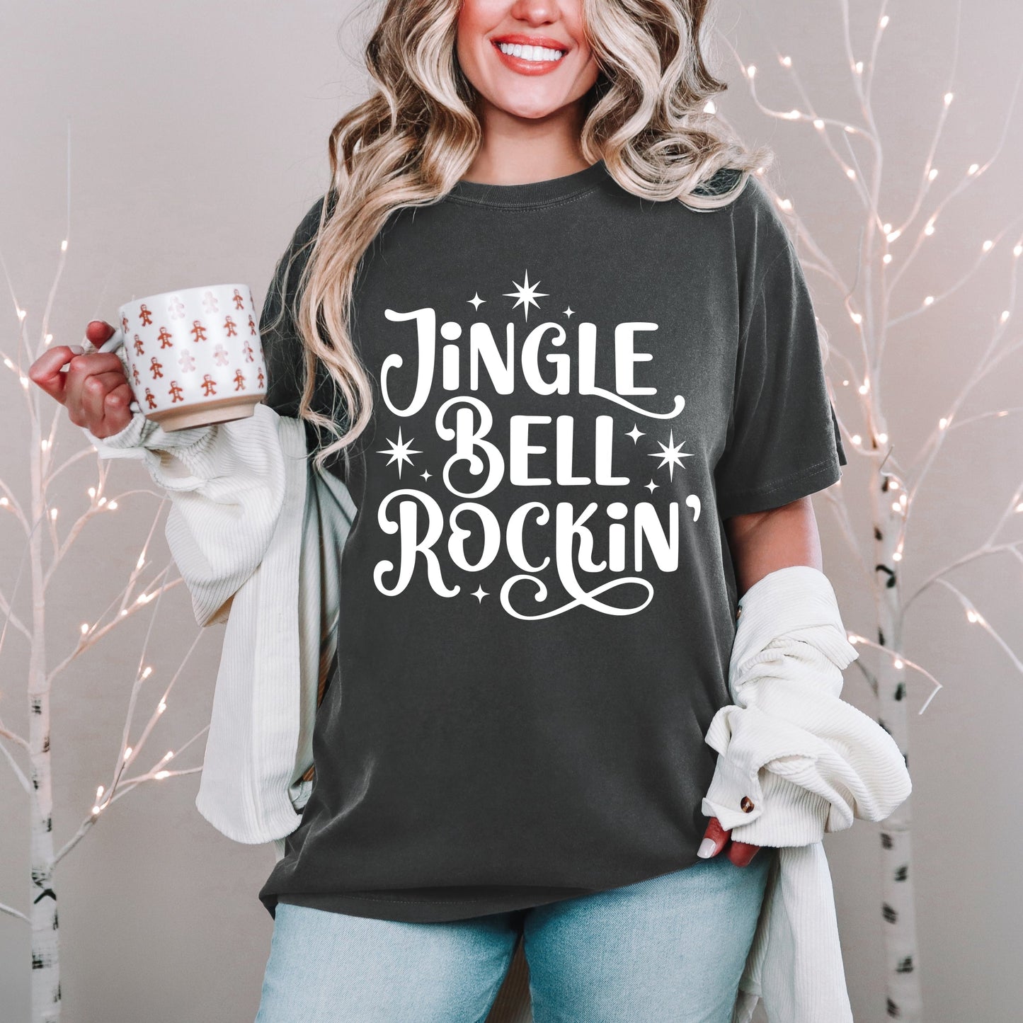 Jingle Bell Rockin' Sparkle - Womens Garment Dyed Tee