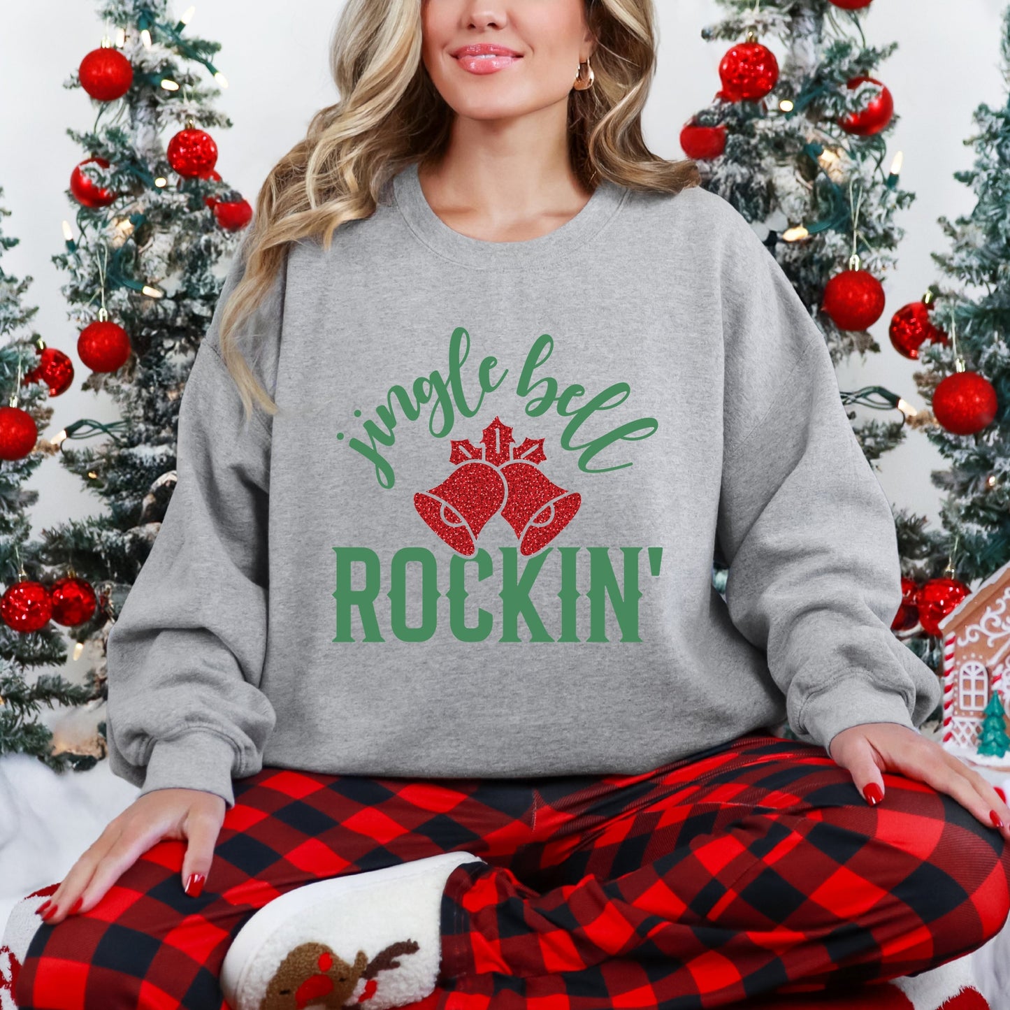 Jingle Bell Rockin' Bell Glitter -  Womens Sweatshirt