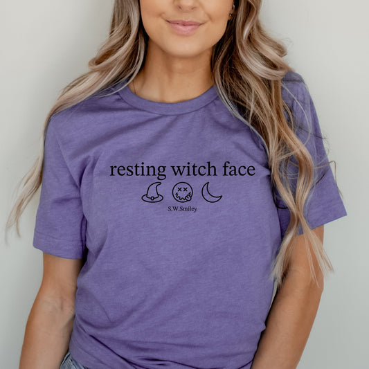 S.W.Smiley Resting Witch Face Typewriter - Women's Short Sleeve Graphic T-Shirt