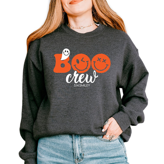 S.W.Smiley Boo Crew - Women's Graphic Sweatshirt