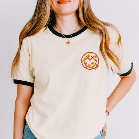 S.W.Smiley Candy Corn Smile - Women's Ringer Graphic T-Shirt