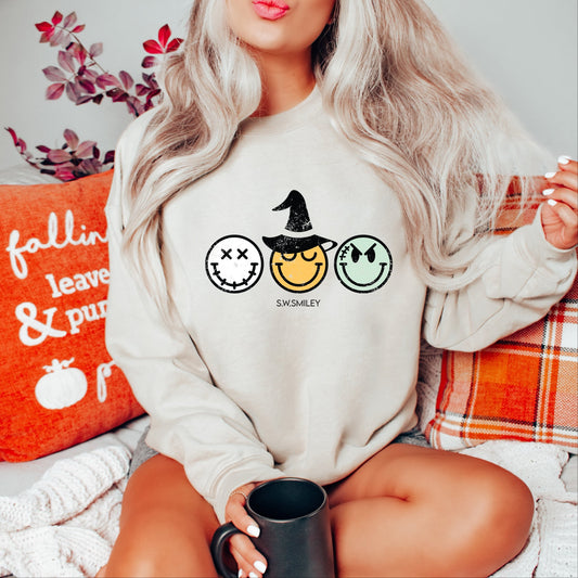 S.W.Smiley Skeleton Witchy Monster - Women's Graphic Sweatshirt