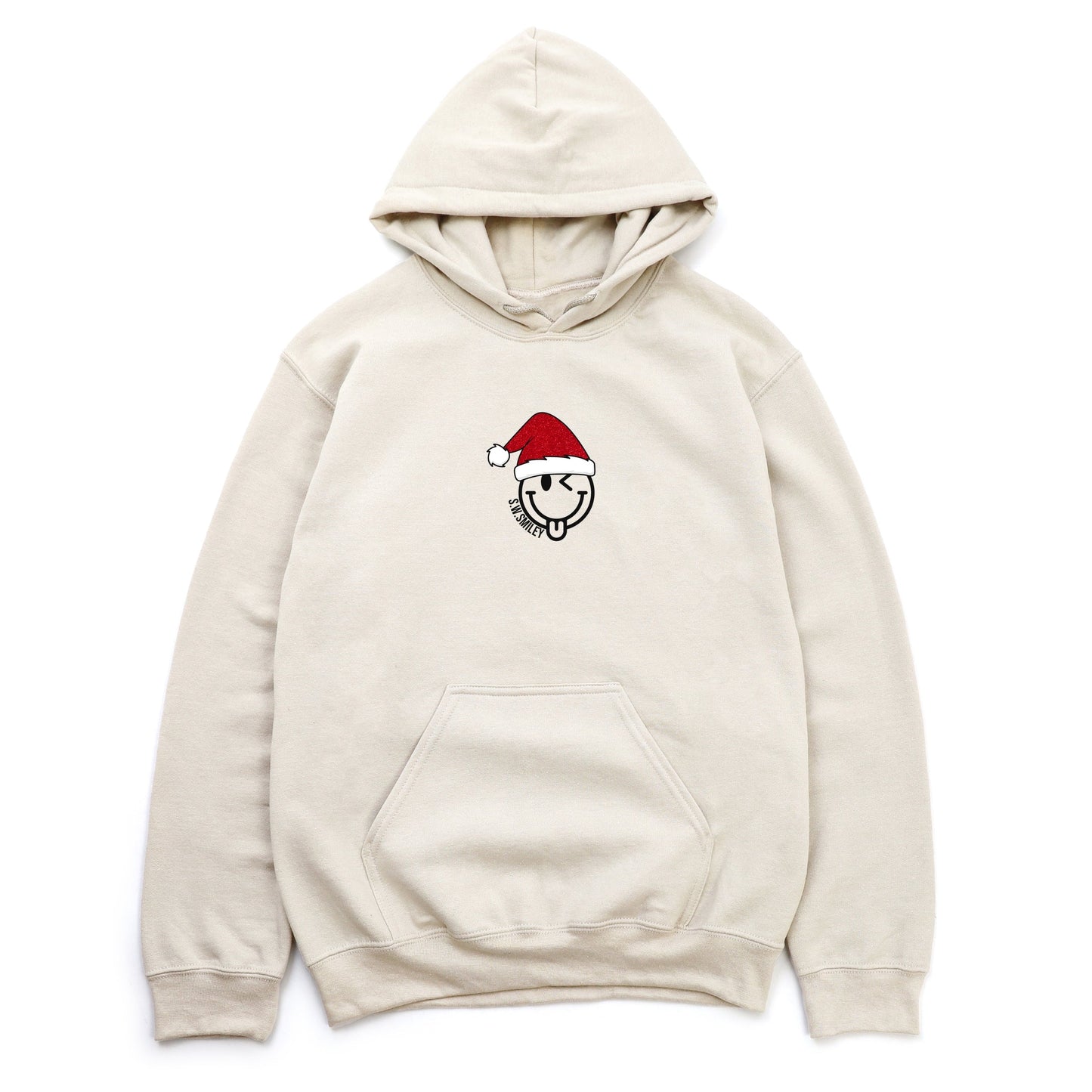 S.W.Smiley Santa Hat Glitter - Women's Graphic Hoodie
