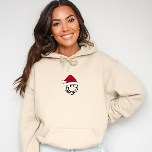 S.W.Smiley Santa Hat Glitter - Women's Graphic Hoodie