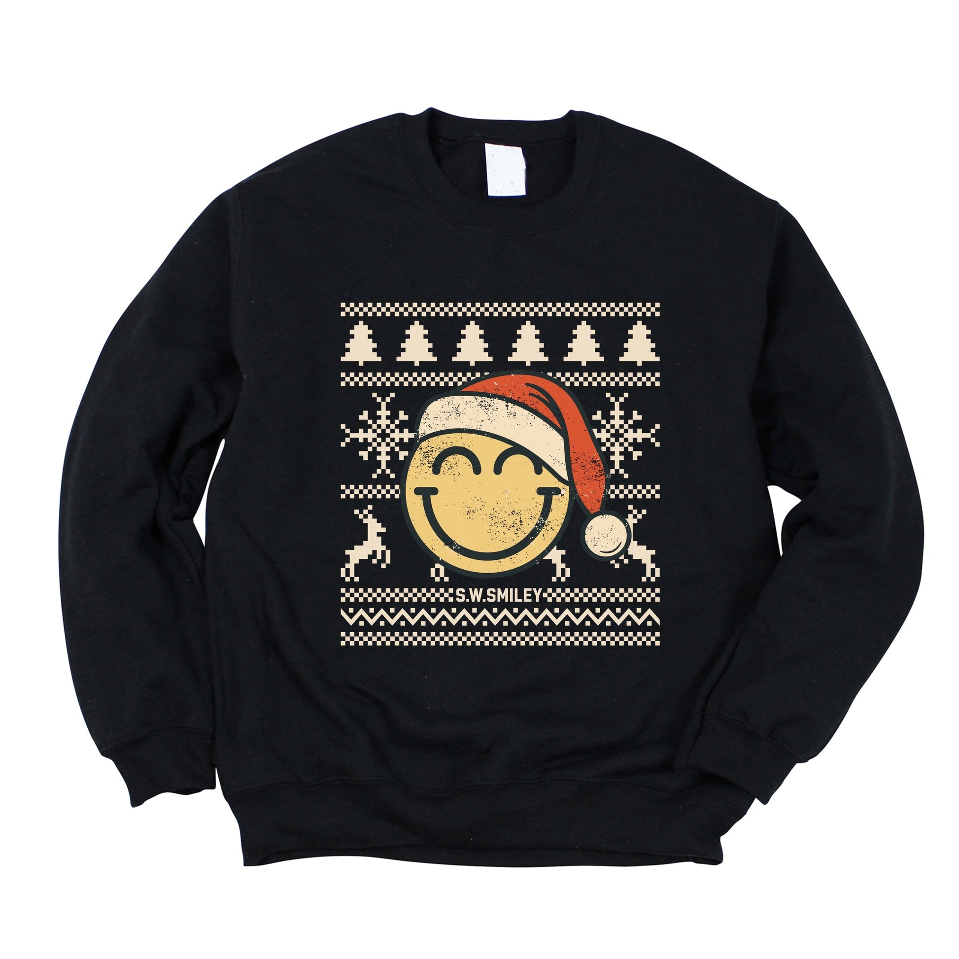 S.W.Smiley Ugly Christmas Sweater Distressed - Women's Graphic Sweatshirt