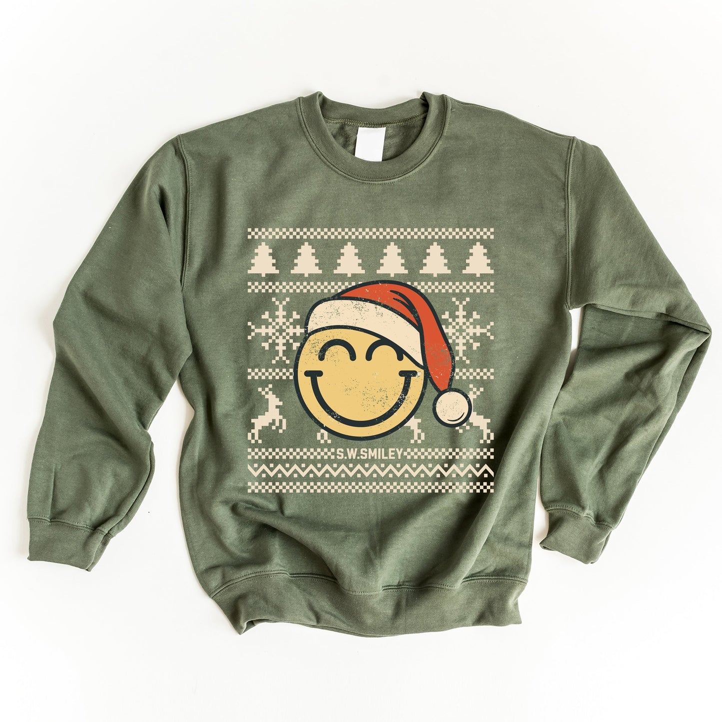 S.W.Smiley Ugly Christmas Sweater Distressed - Women's Graphic Sweatshirt