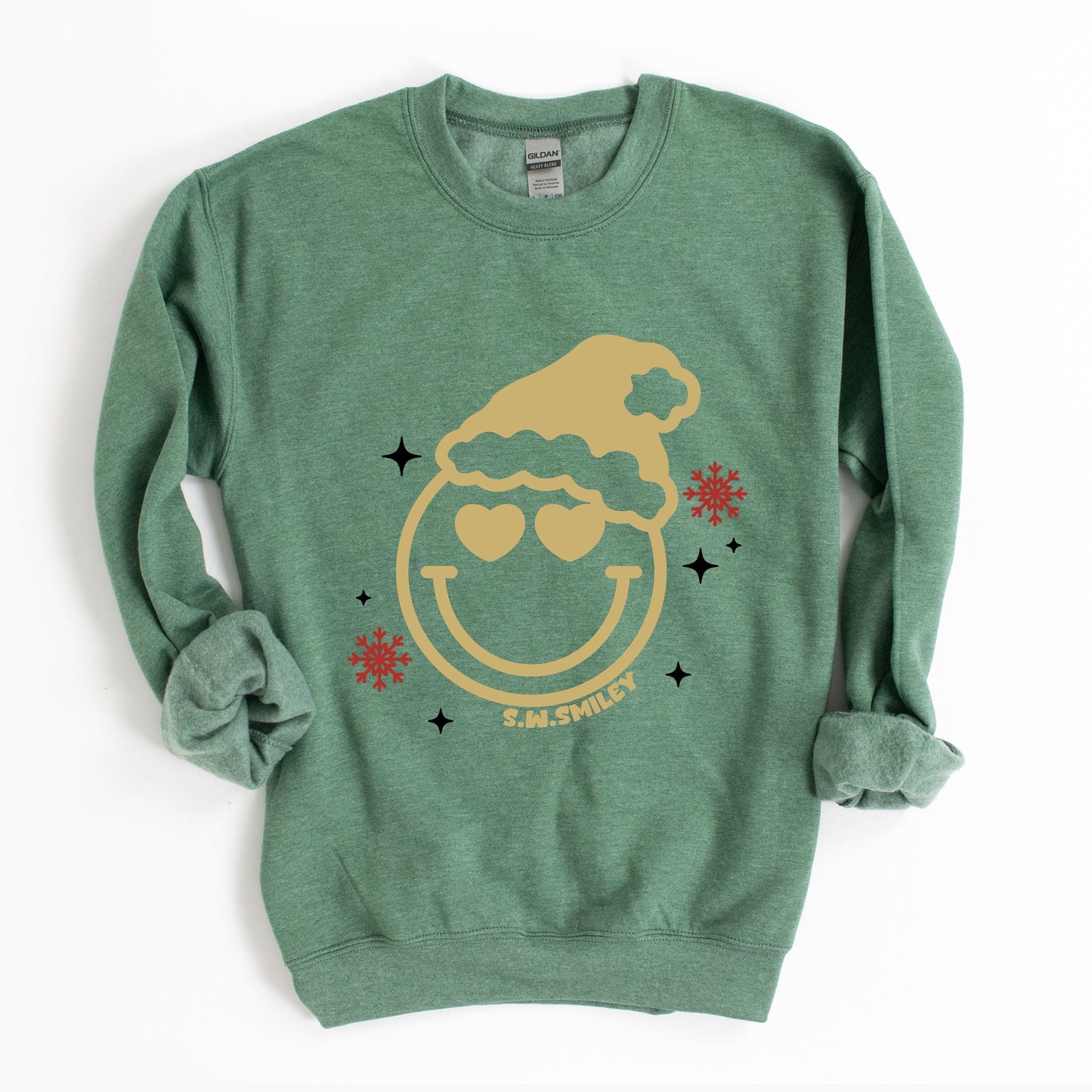 S.W.Smiley Christmas Heart Eyes - Women's Graphic Sweatshirt