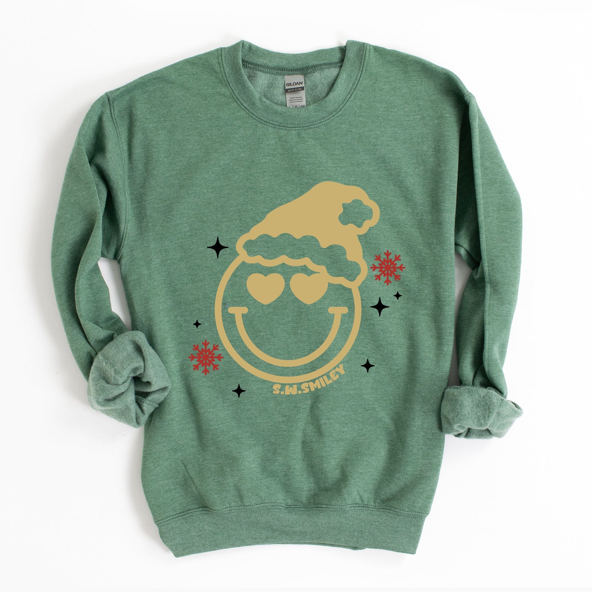 S.W.Smiley Christmas Heart Eyes - Women's Graphic Sweatshirt