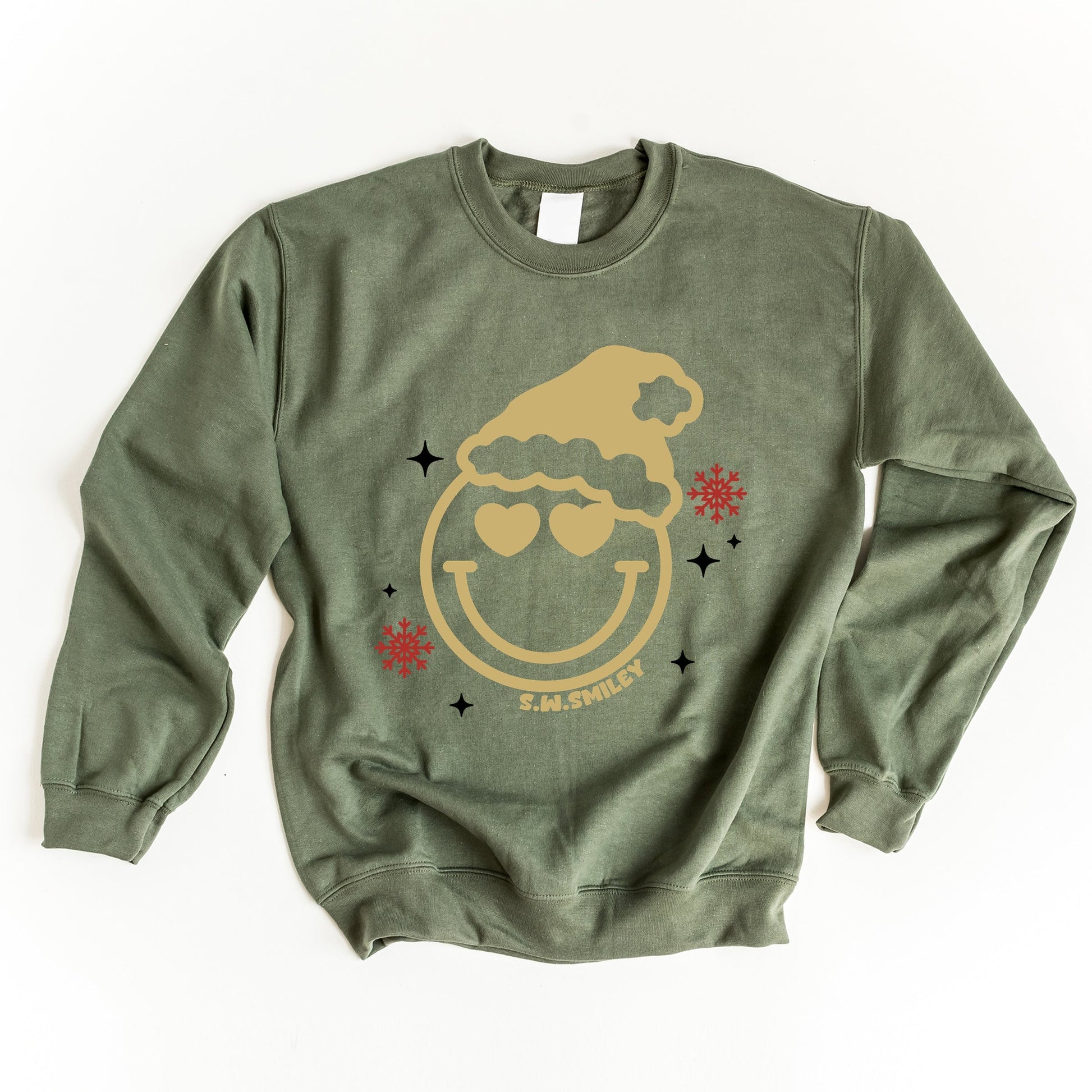 S.W.Smiley Christmas Heart Eyes - Women's Graphic Sweatshirt