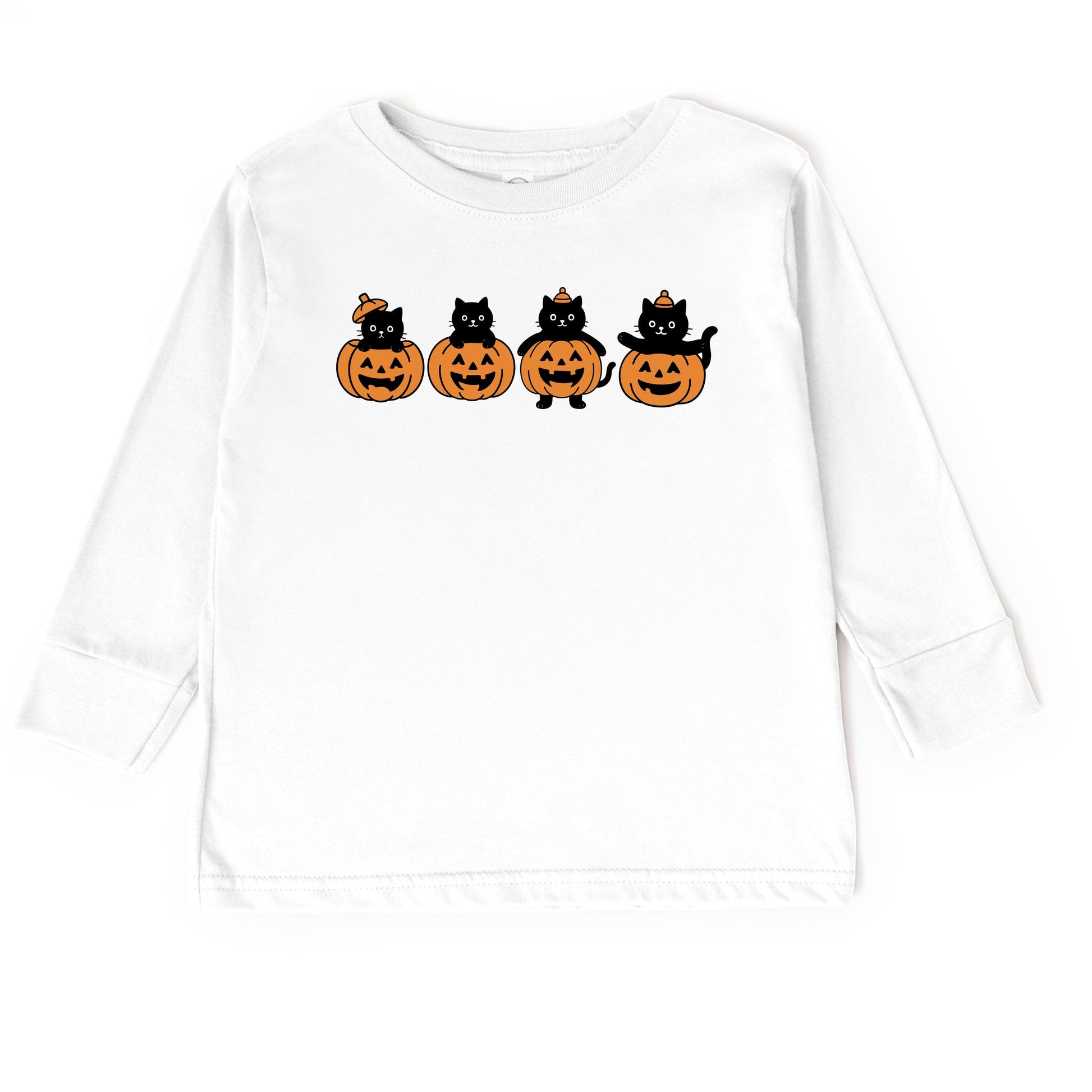Four Black Cats Pumpkins - Toddler Long Sleeve Graphic Tee and Youth Long Sleeve Graphic T-Shirt
