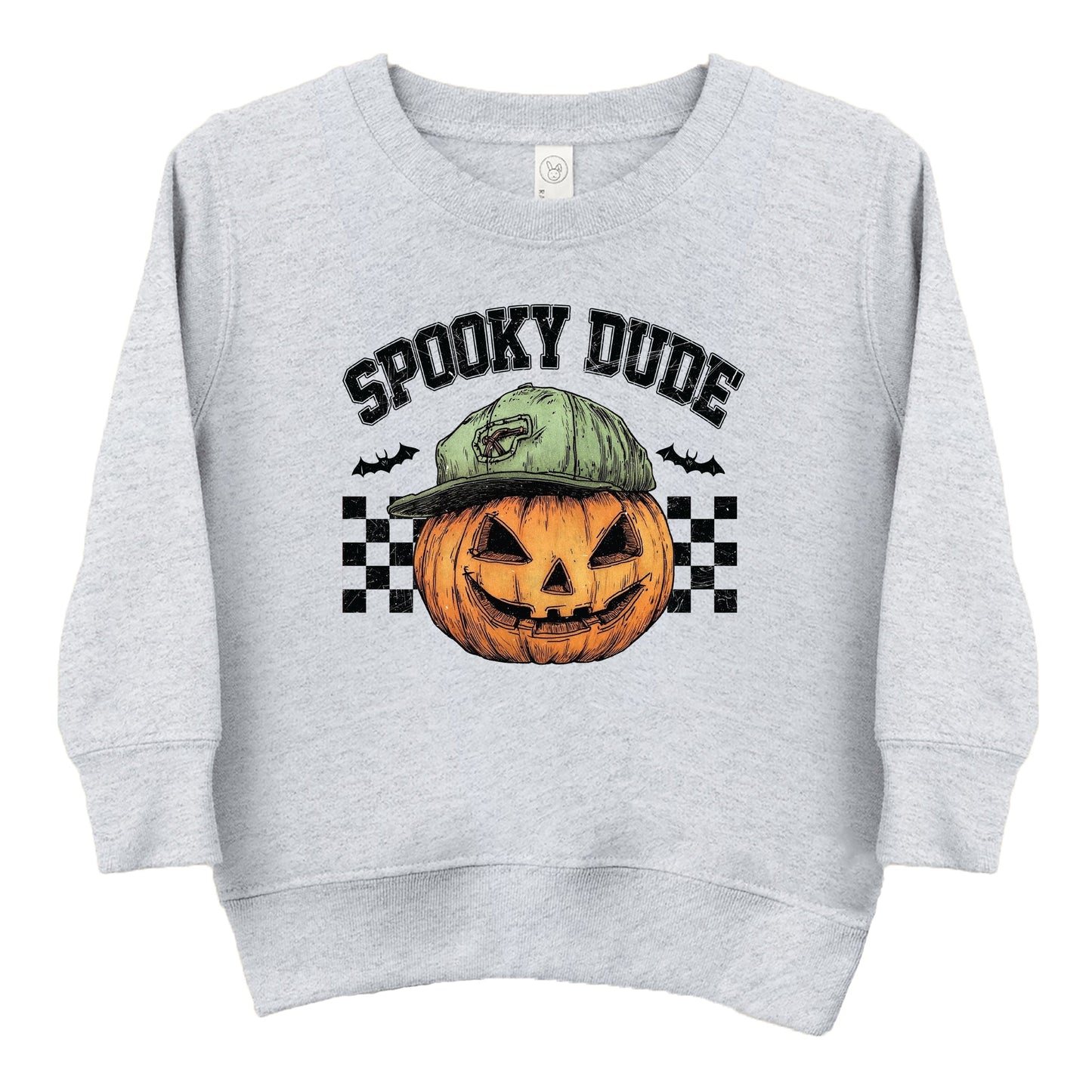 Spooky Dude Checkered Pumpkin - Toddler Graphic Sweatshirt and Youth Graphic Sweatshirt