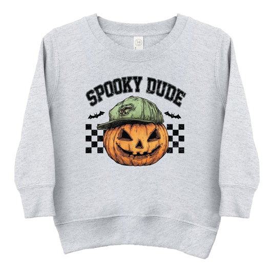 Spooky Dude Checkered Pumpkin - Toddler Graphic Sweatshirt and Youth Graphic Sweatshirt