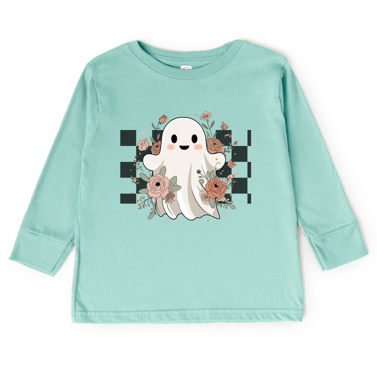 Checkered Ghost Rose - Kids Toddler Long Sleeve Tee and Kids Youth Long Sleeve Tee