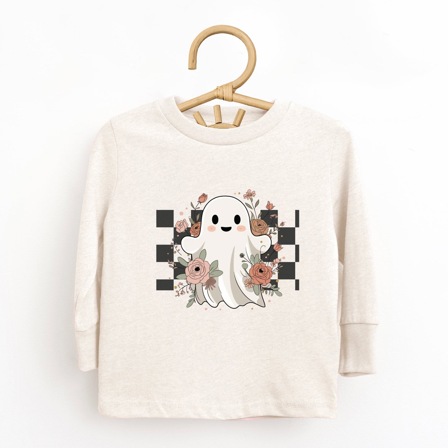 Checkered Ghost Rose - Kids Toddler Long Sleeve Tee and Kids Youth Long Sleeve Tee