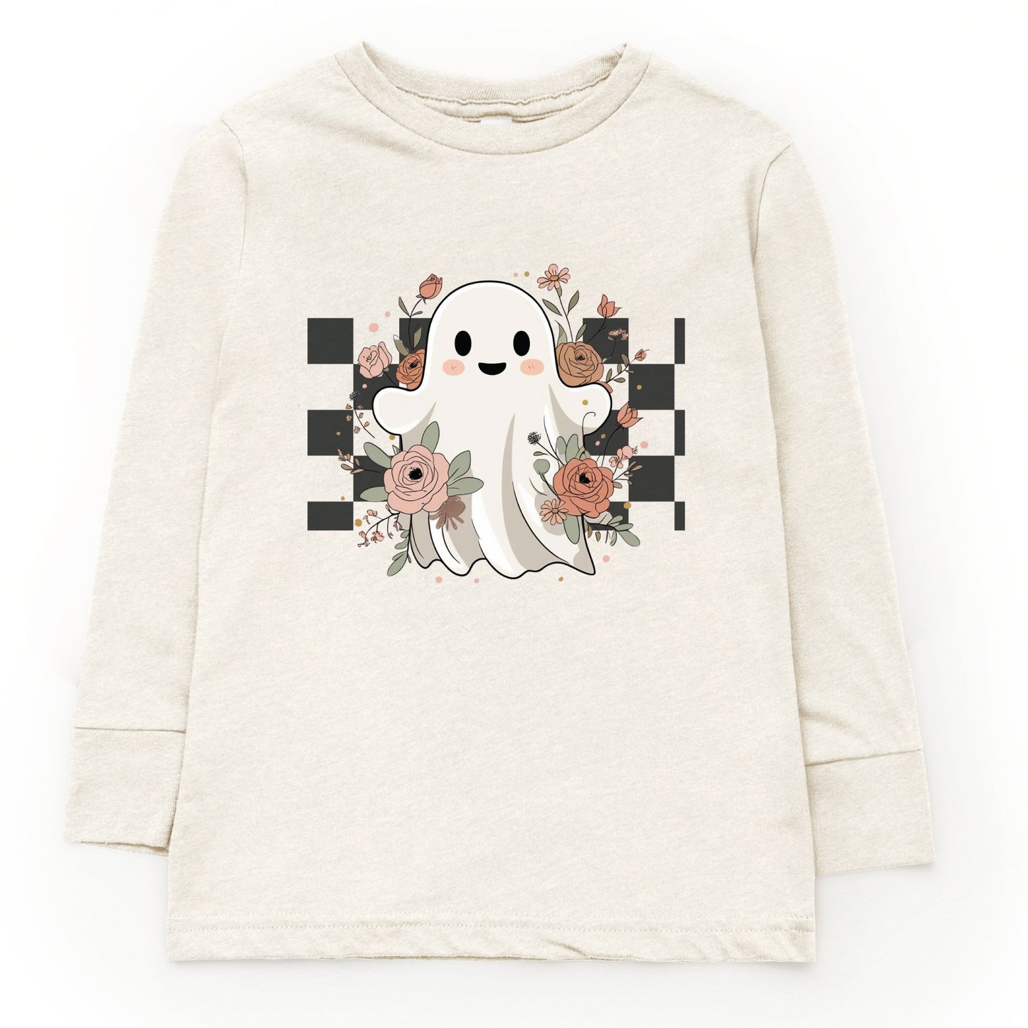 Checkered Ghost Rose - Kids Toddler Long Sleeve Tee and Kids Youth Long Sleeve Tee