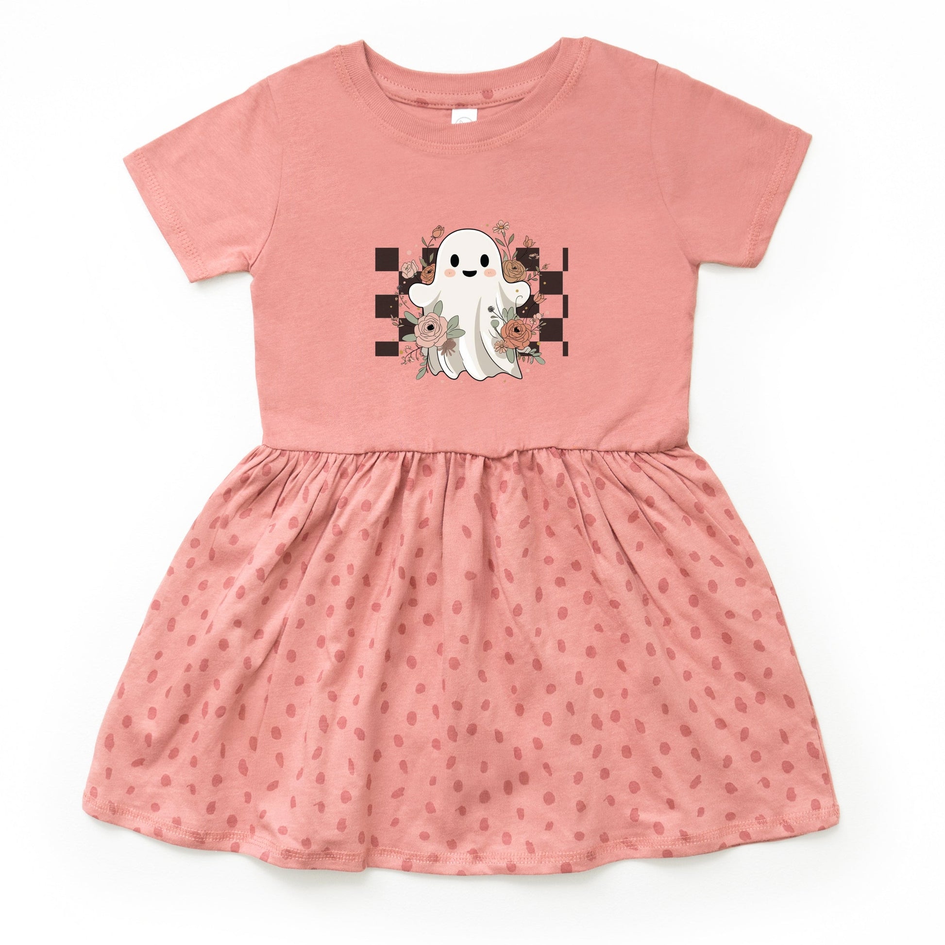 Checkered Ghost Rose - Kids Toddler Dress and Infant Dress