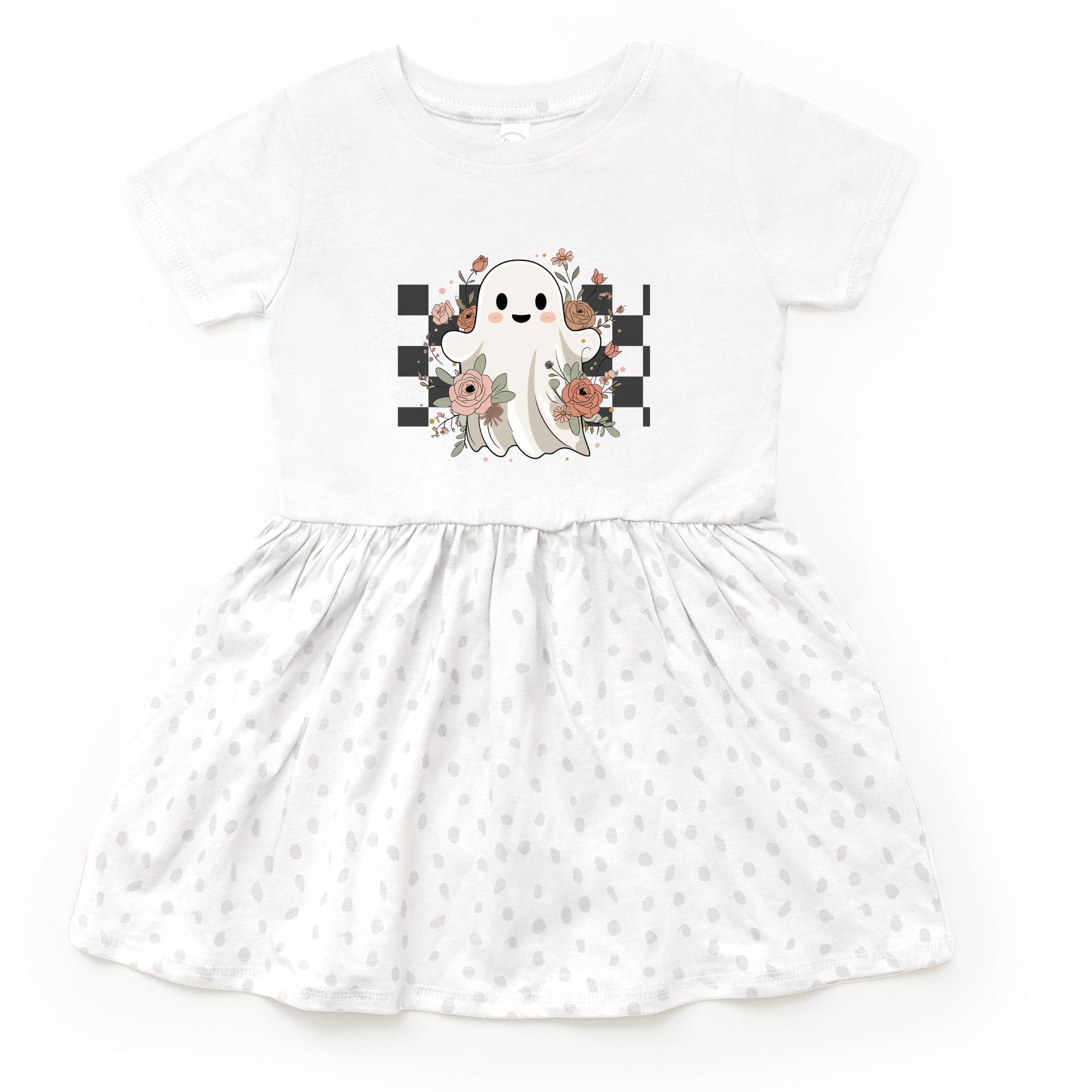 Checkered Ghost Rose - Kids Toddler Dress and Infant Dress
