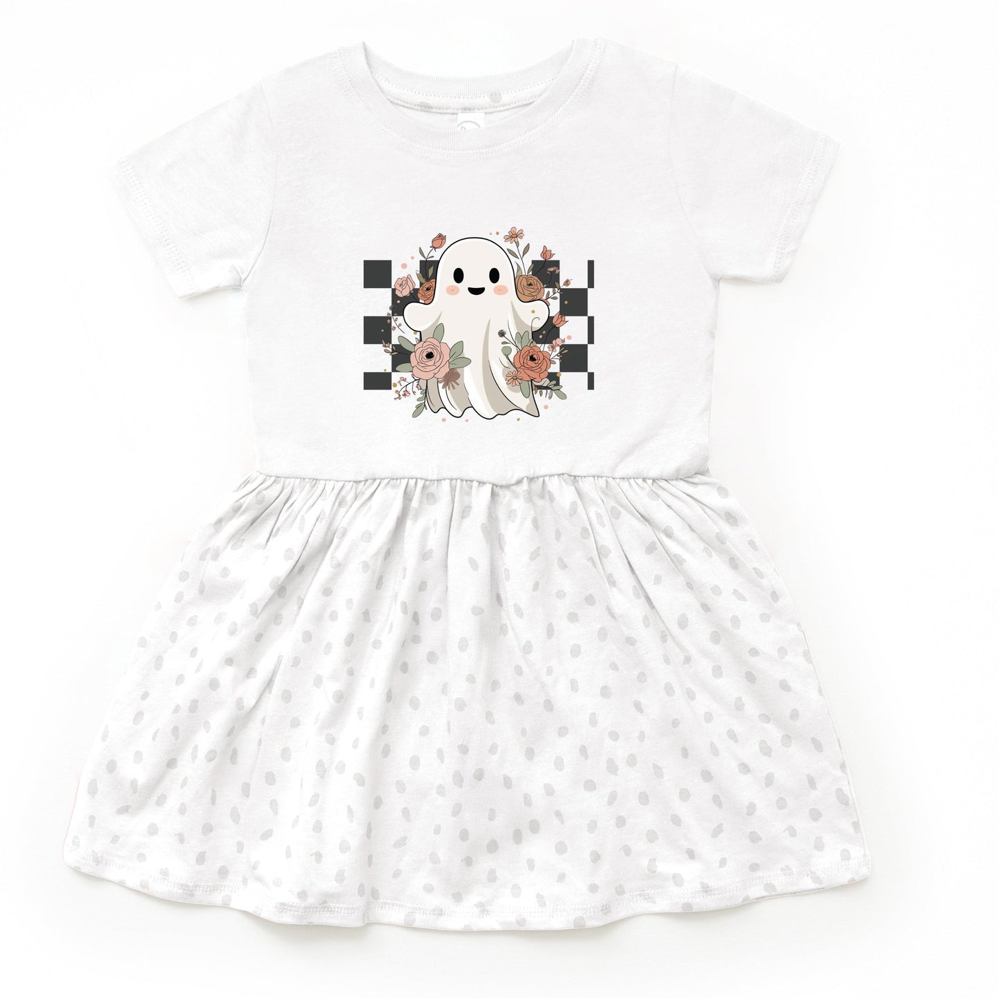 Checkered Ghost Rose - Kids Toddler Dress and Infant Dress