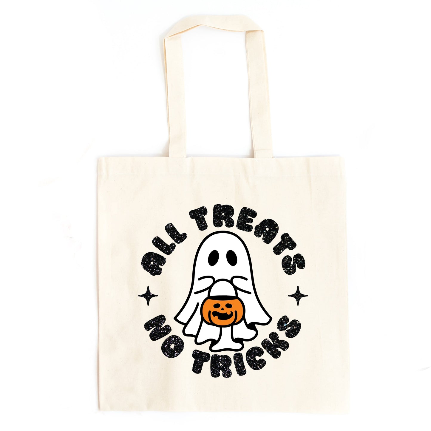 All Treats No Tricks Ghost Glitter - Canvas Tote