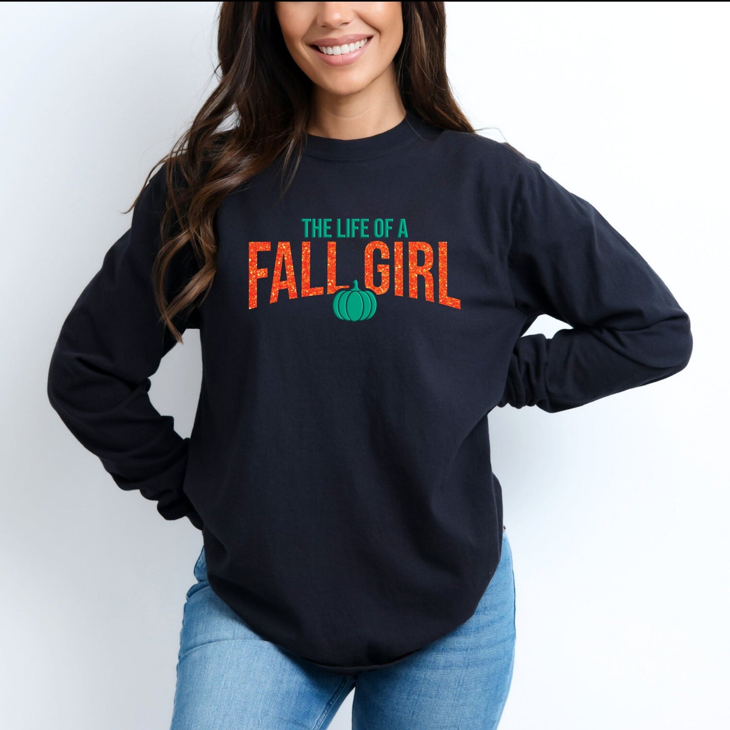 The Life Of A Fall Girl Puff/Glitter - Womens Garment Dyed Long Sleeve